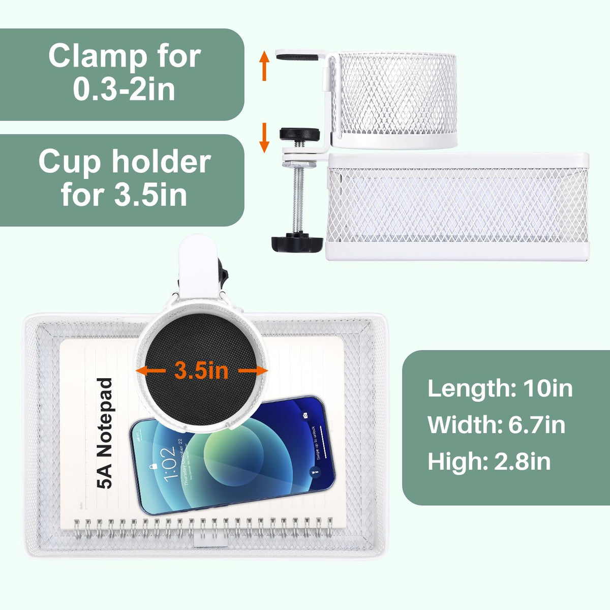 ROSYLINE Rotary Under Desk Storage Organizer with Cup Holder & Drawer Tray