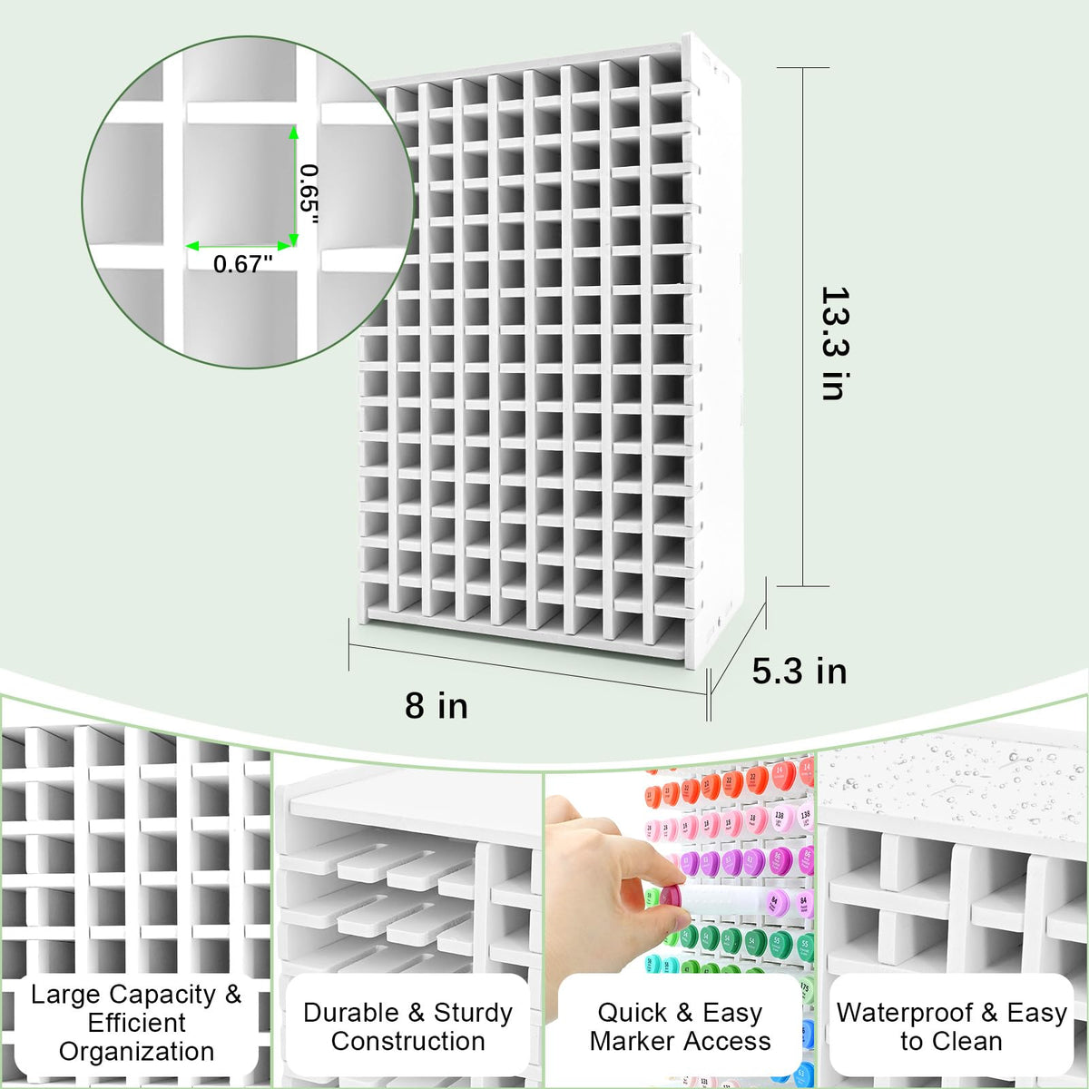 LOSADY Marker Organizer, 135-Slot Marker Holder with Adjustable Dividers