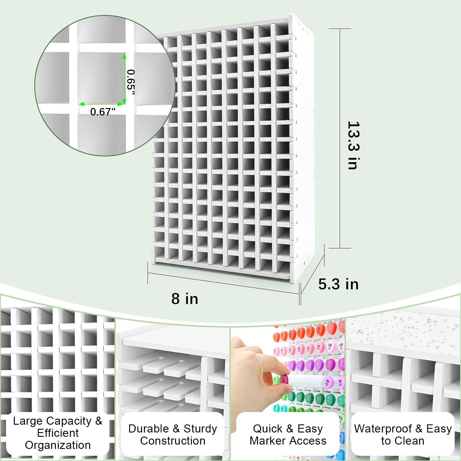 LOSADY Marker Organizer, 135-Slot Marker Holder with Adjustable Dividers
