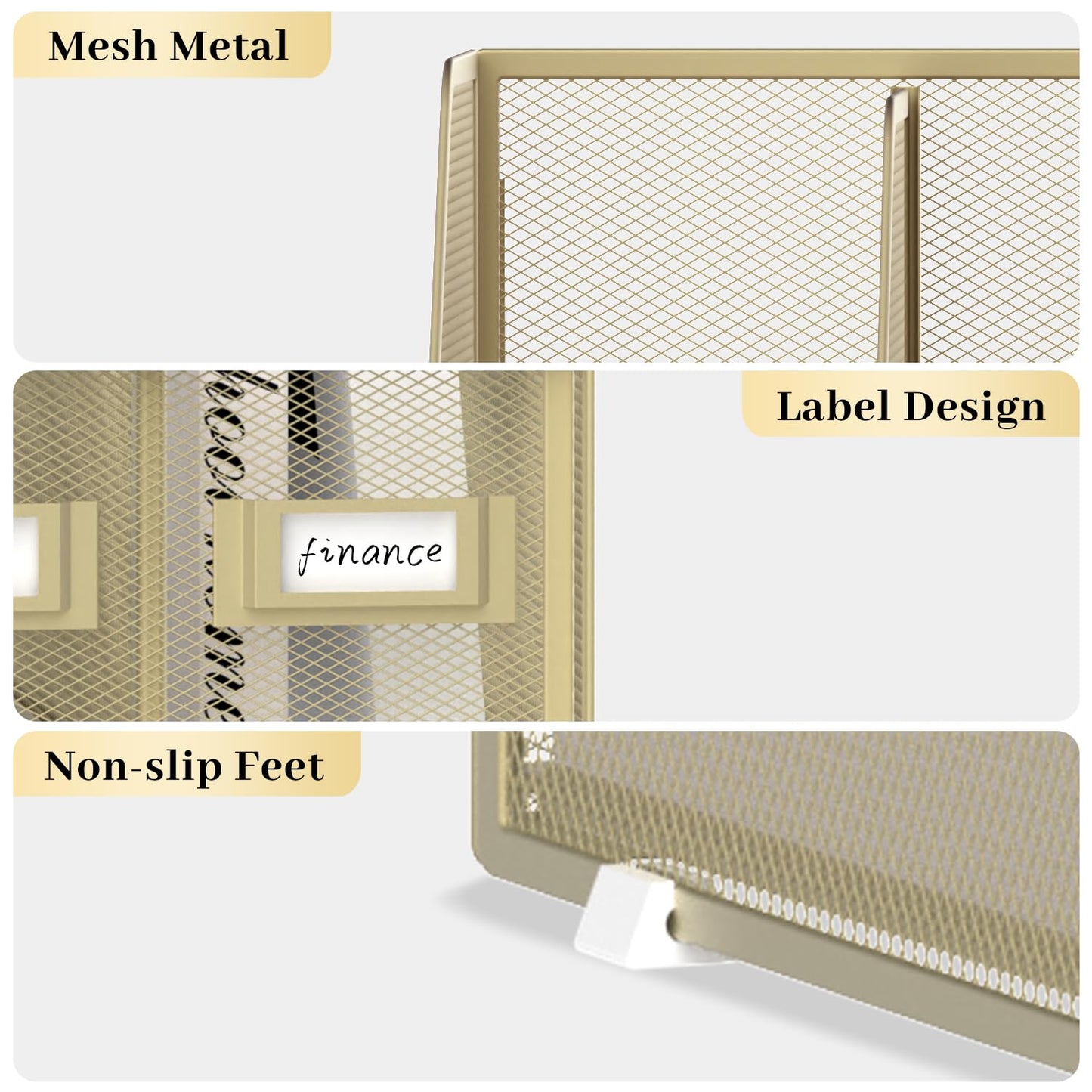 SUPEASY Desk Organizers Metal Desk Magazine File Holder with 5 Vertical Compartments Rack File