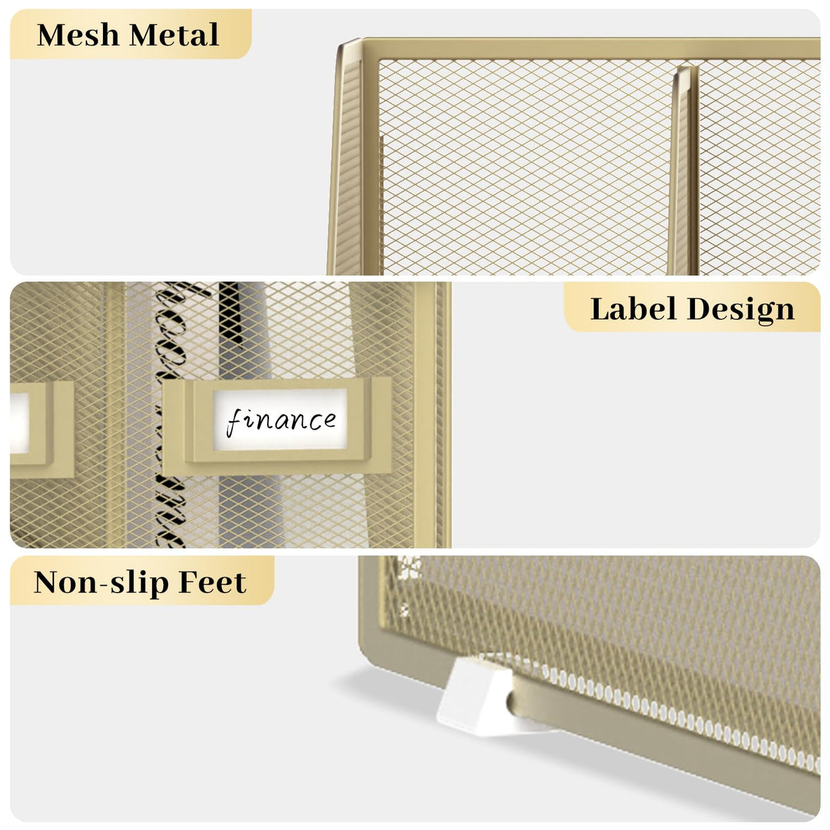 SUPEASY Desk Organizers Metal Desk Magazine File Holder with 5 Vertical Compartments Rack File