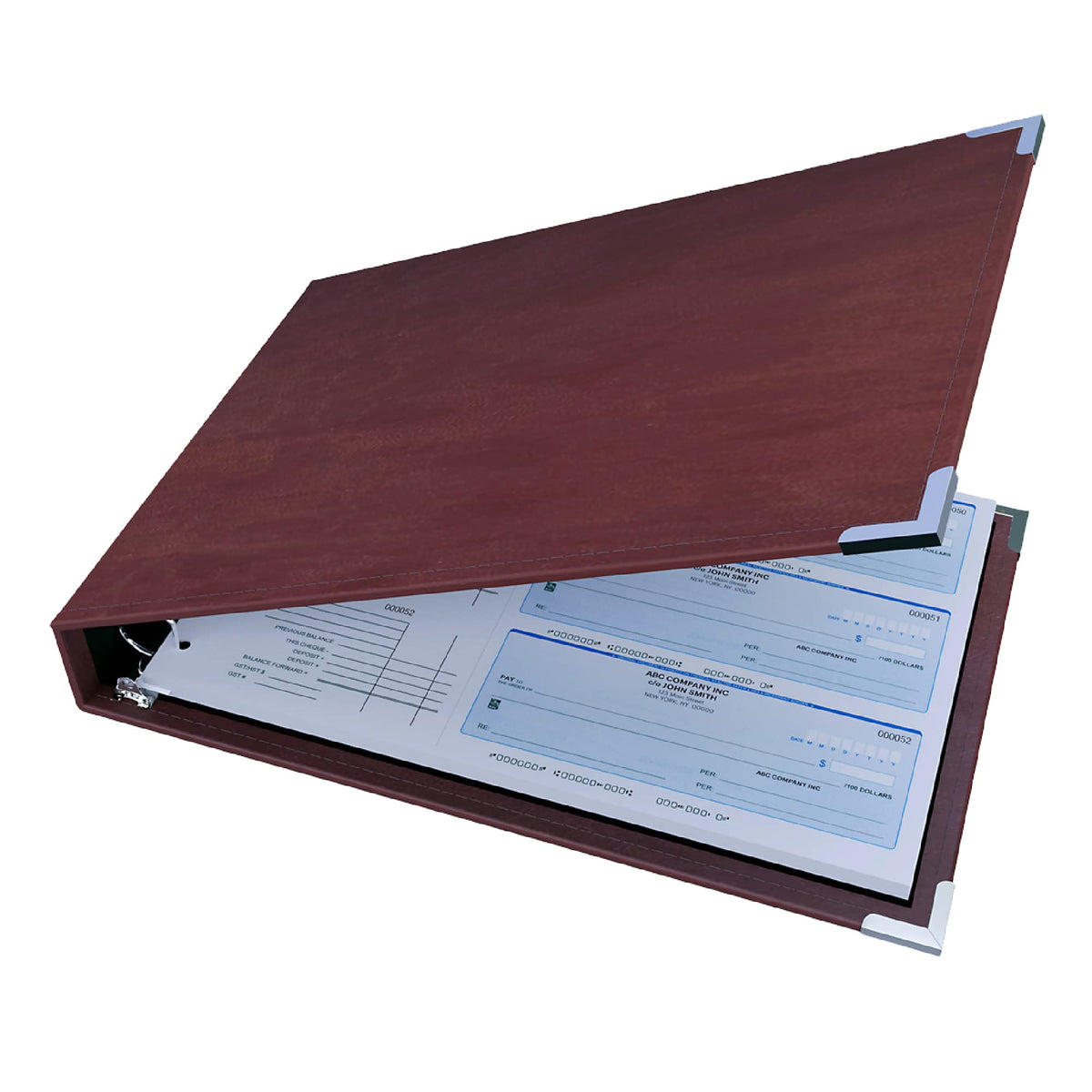 Premium 3UP Business Checkbook Binder, 2" Round Rings, 9.75x14.5, Burgundy
