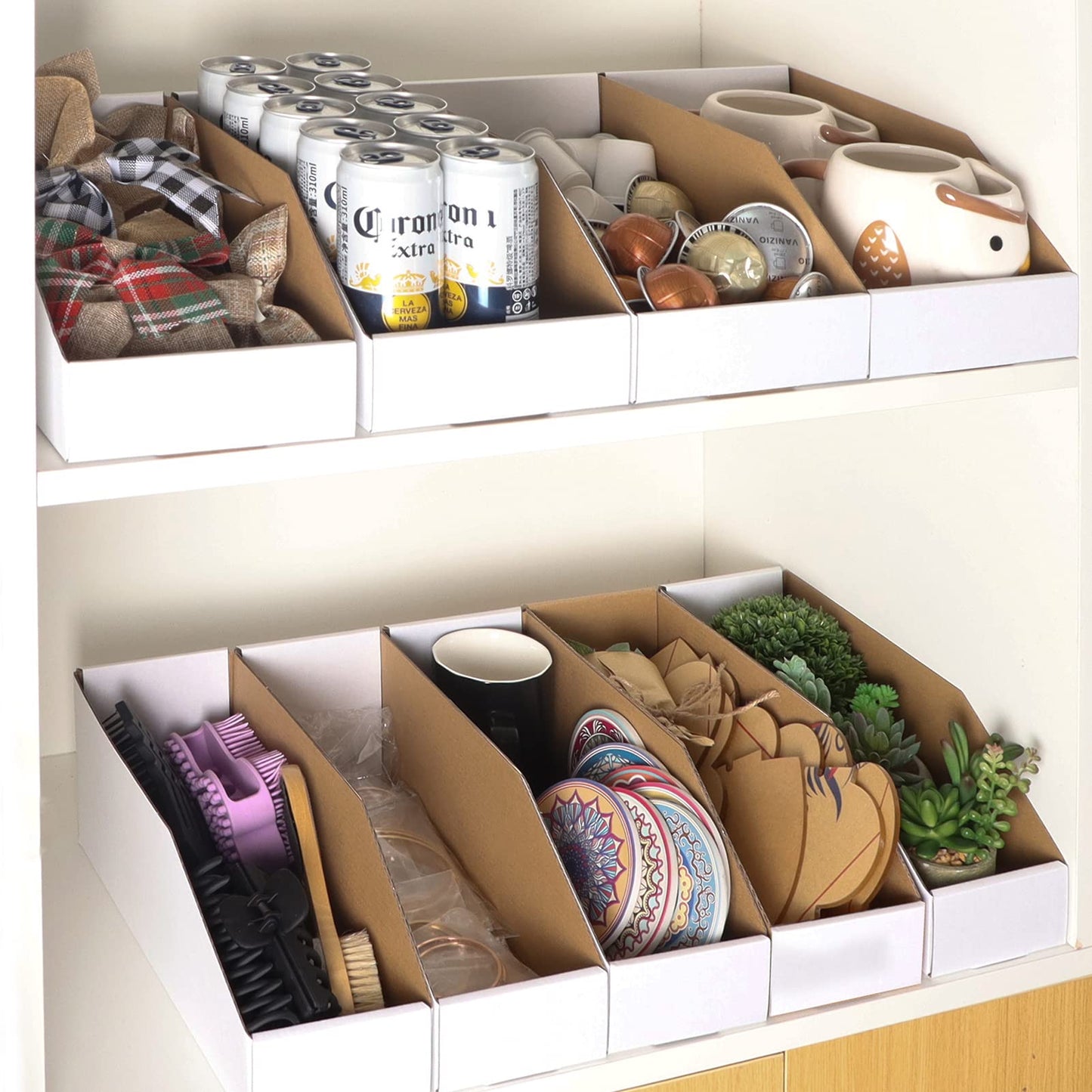 EXYGLO Cardboard Storage Bins Assorted Sizes, 35 Mixed Pack Cardboard Boxes,18 Pack 12x4x4.5, 12