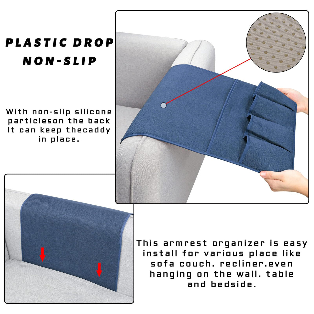 Remote Control Holders for Armchairs, Couch Caddy, Featuring Non-Slip Bases