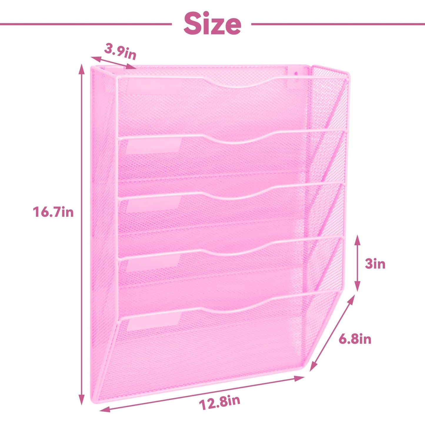 ideallife 5 Pockets Mesh Wall File Holder Organizer Office Hanging File Folder Magazine Rack