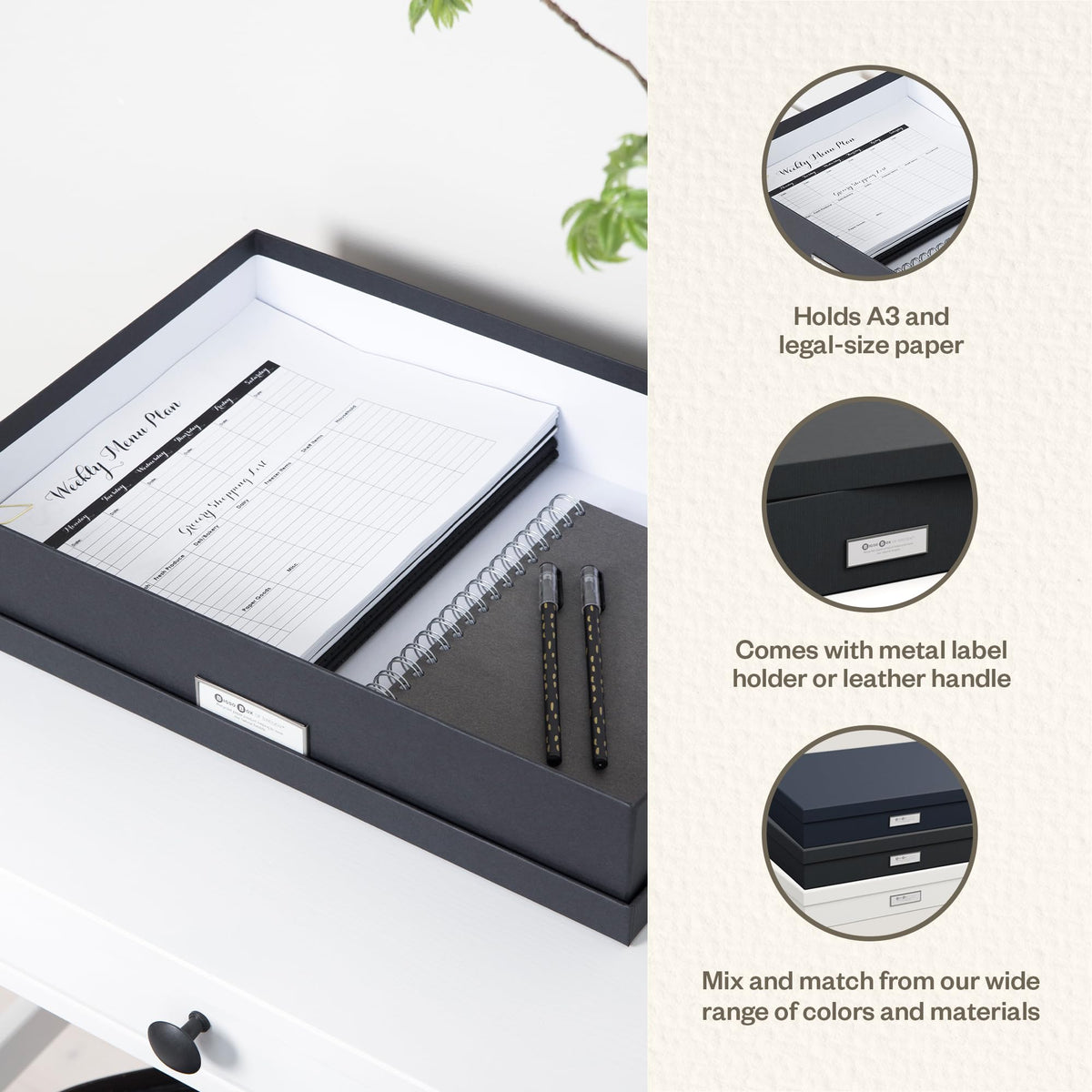 Bigso Sverker Fiberboard Legal and Art Storage Box - Scrapbook Storage Box for Loose Papers and