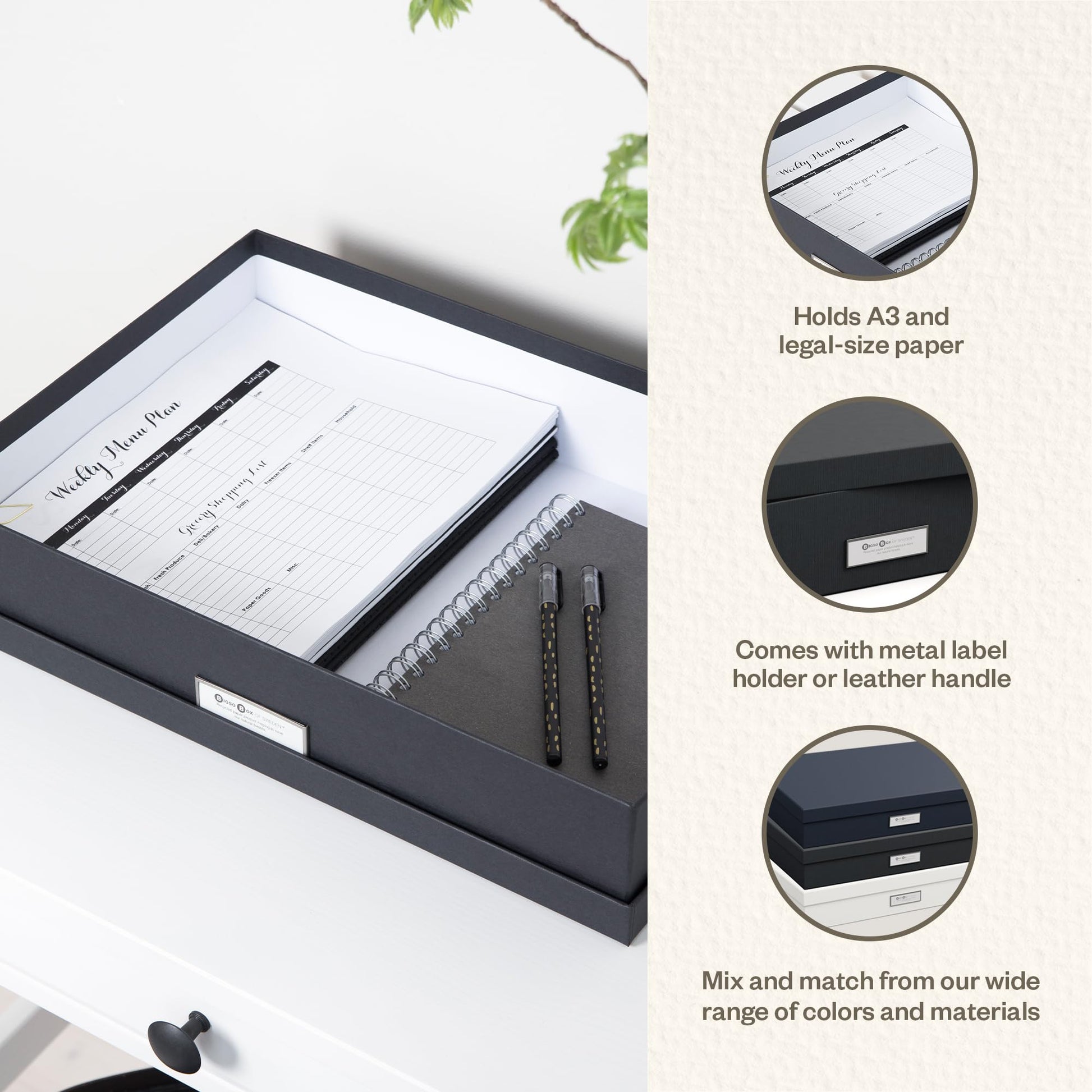Bigso Sverker Fiberboard Legal and Art Storage Box - Scrapbook Storage Box for Loose Papers and