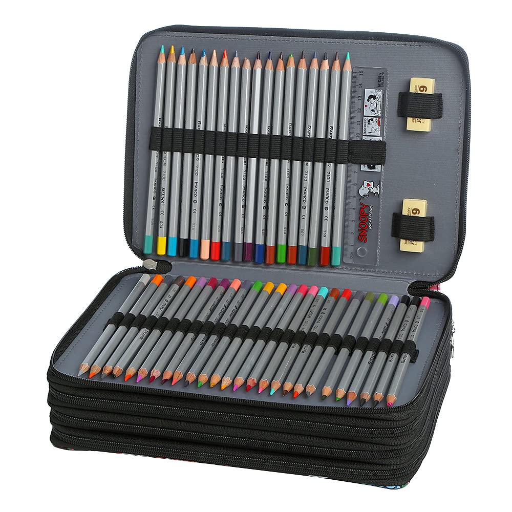 Lbxgap 200 Individual-Slots Pencil Case 4-Layer Zipped Holder w/Handle