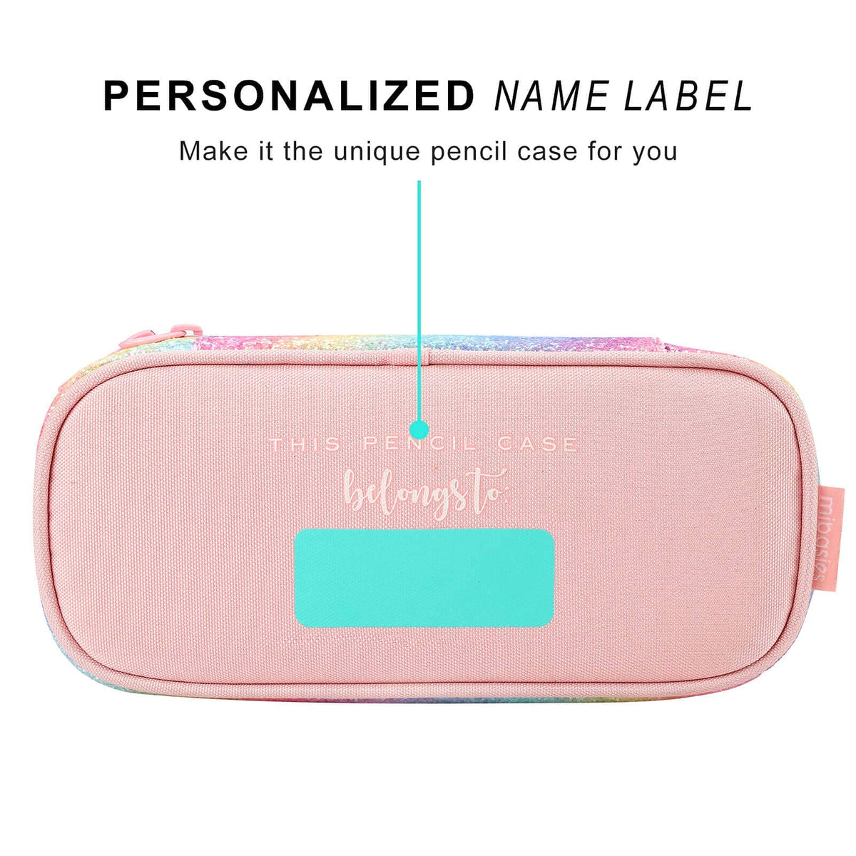 mibasies Girls Pencil Case for Kids, Multi-Slot Pencil Pouch, Twill Pink Blue