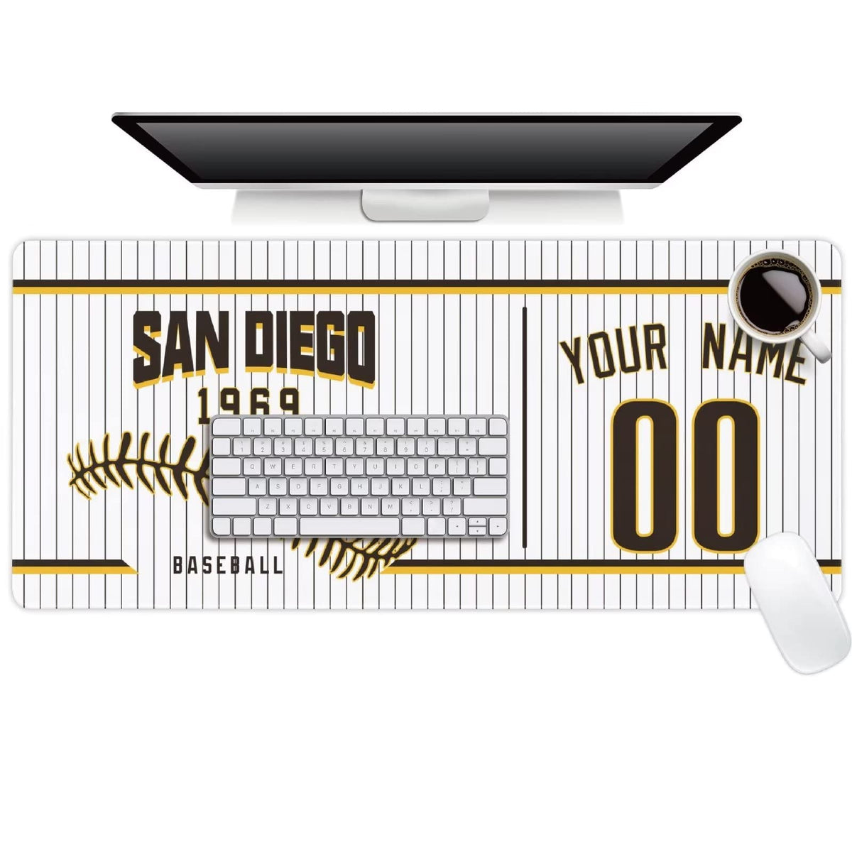 San Diego Mouse Pad Custom Any Name and Number Personalized Desk Pad for Men Women Youth Gifts