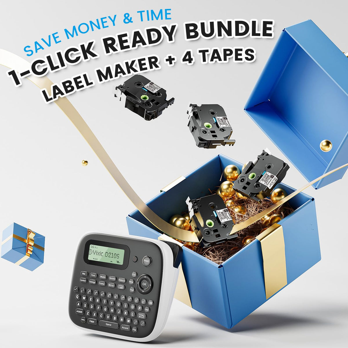 Vixic Label Maker Waterproof-Labels, D210S Label Maker Machine with Tapes