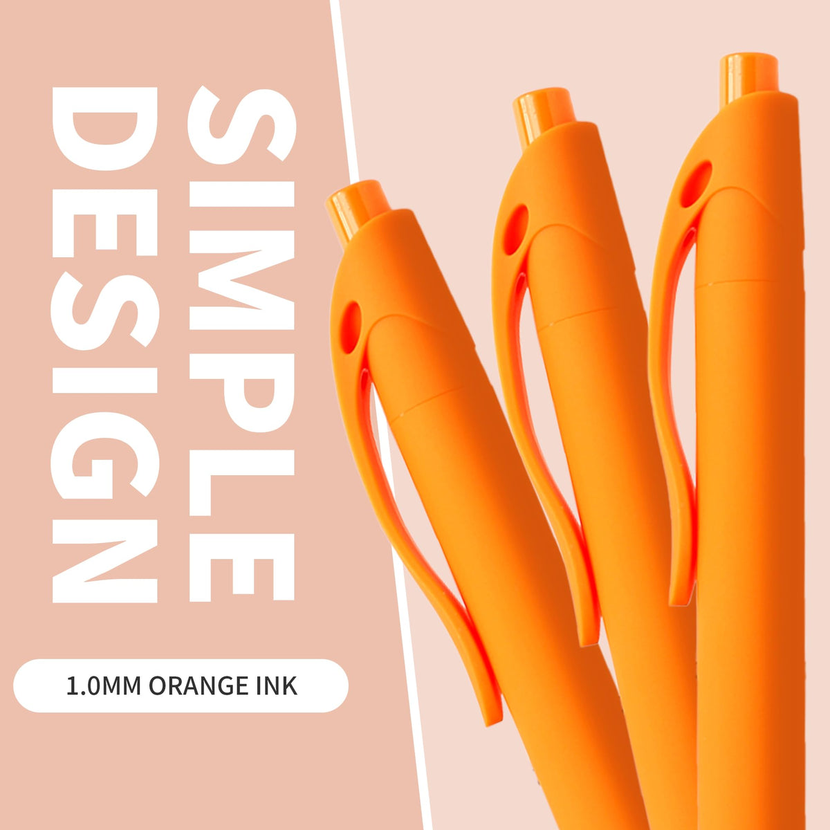 deegtran Pens Bulk, 50 Pack No Bleed Orange Click Pen, Wholesale Retractable Ballpoint Pens, Pens