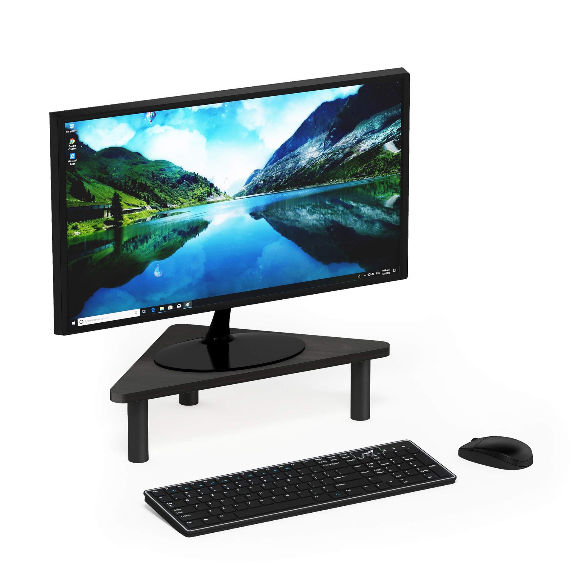 Furinno Turn-N-Tube Monitor Stand Riser, 19.6" Wide Triangle Corner Monitor Riser, Laptop Stand for