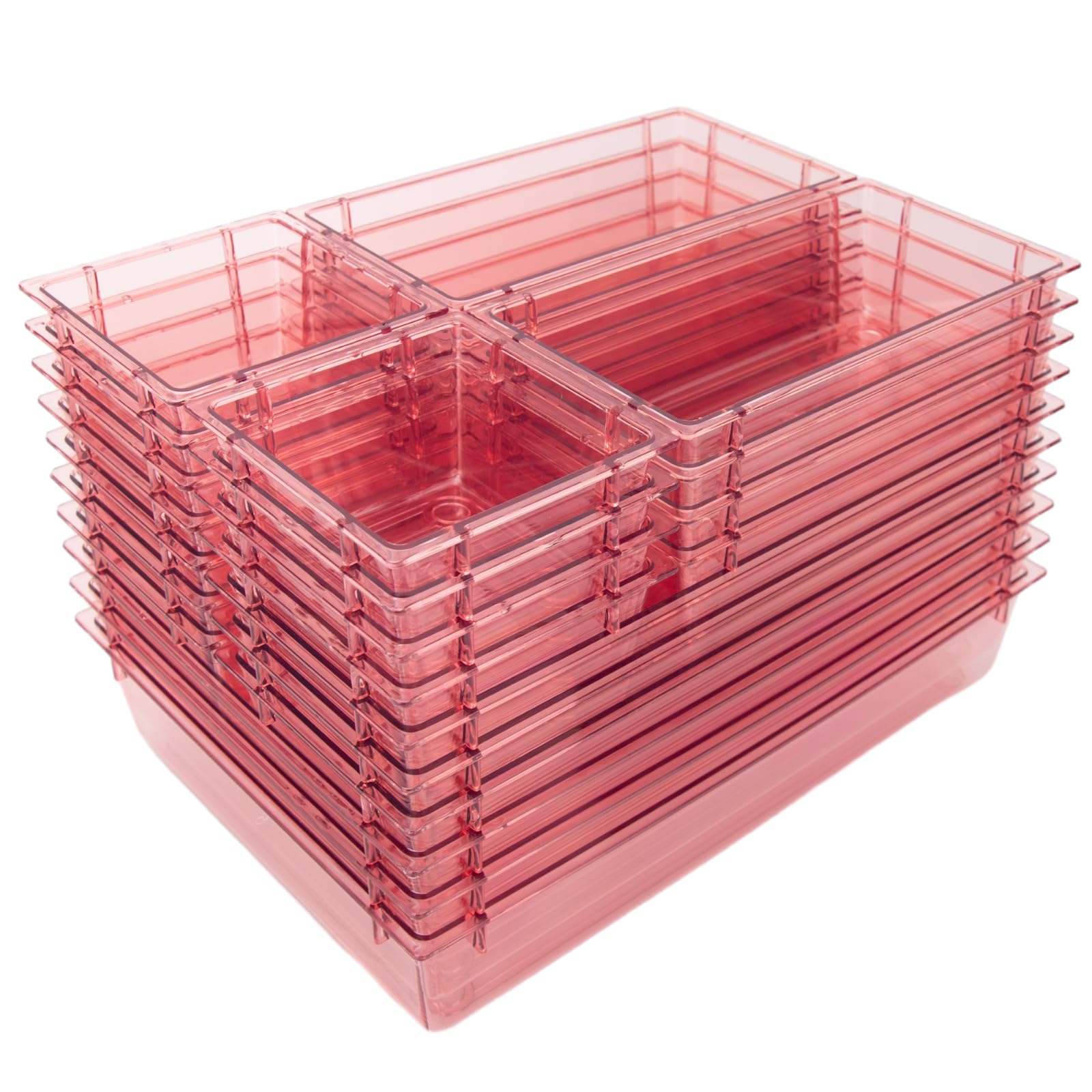 25 Pack Desk Drawer Organizer Set,Vanity and Desk Drawer Storage Bins,Clear Plastic Drawer