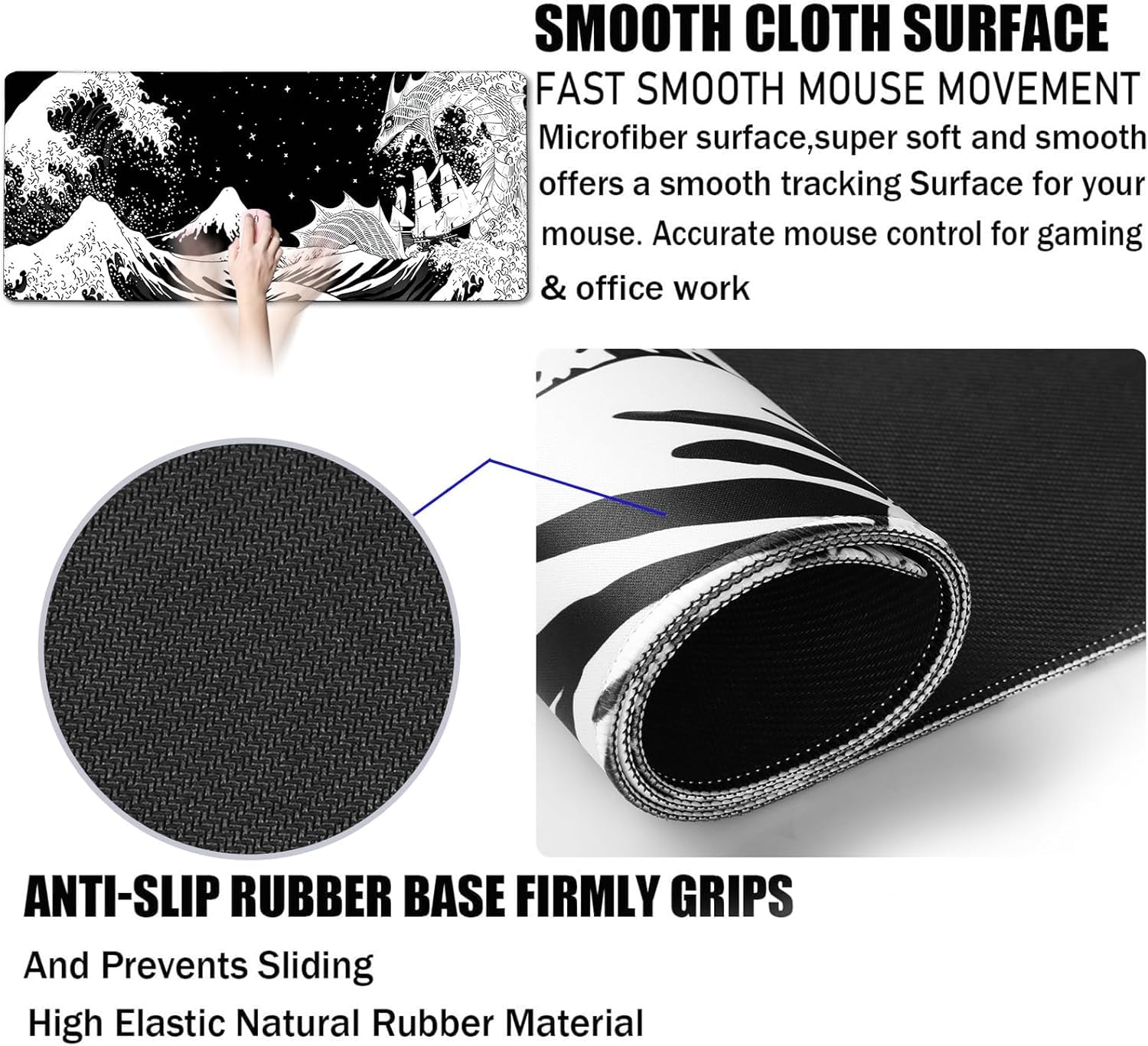 Large Gaming Mouse Pad, Waterproof Extra Large Big Mouse Pad with Stitched Edge, XXXL Non-Slip