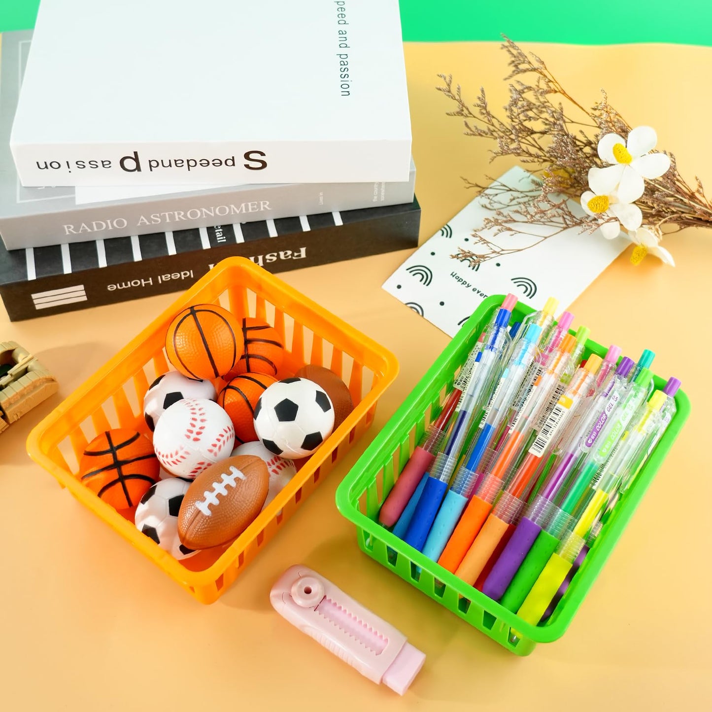 ZZYFGH 24 PCS Pencil Holders, Pencil Baskets, Small Plastic Baskets for Organizing, Colorful