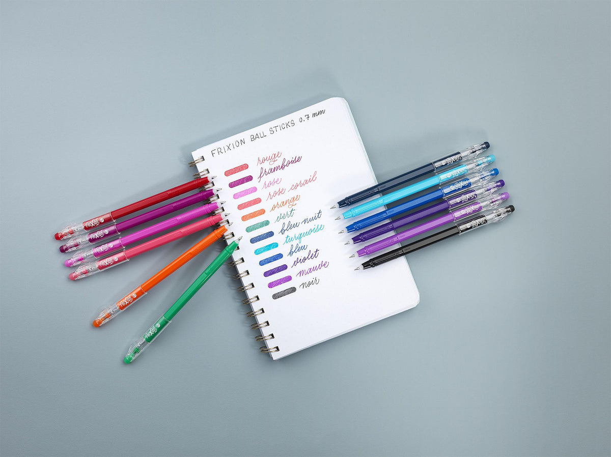 PILOT FriXion Ball Stick 07-0.7mm Nib Tip - Erasable Gel Ink Pens - In Wallet Gift Packaging