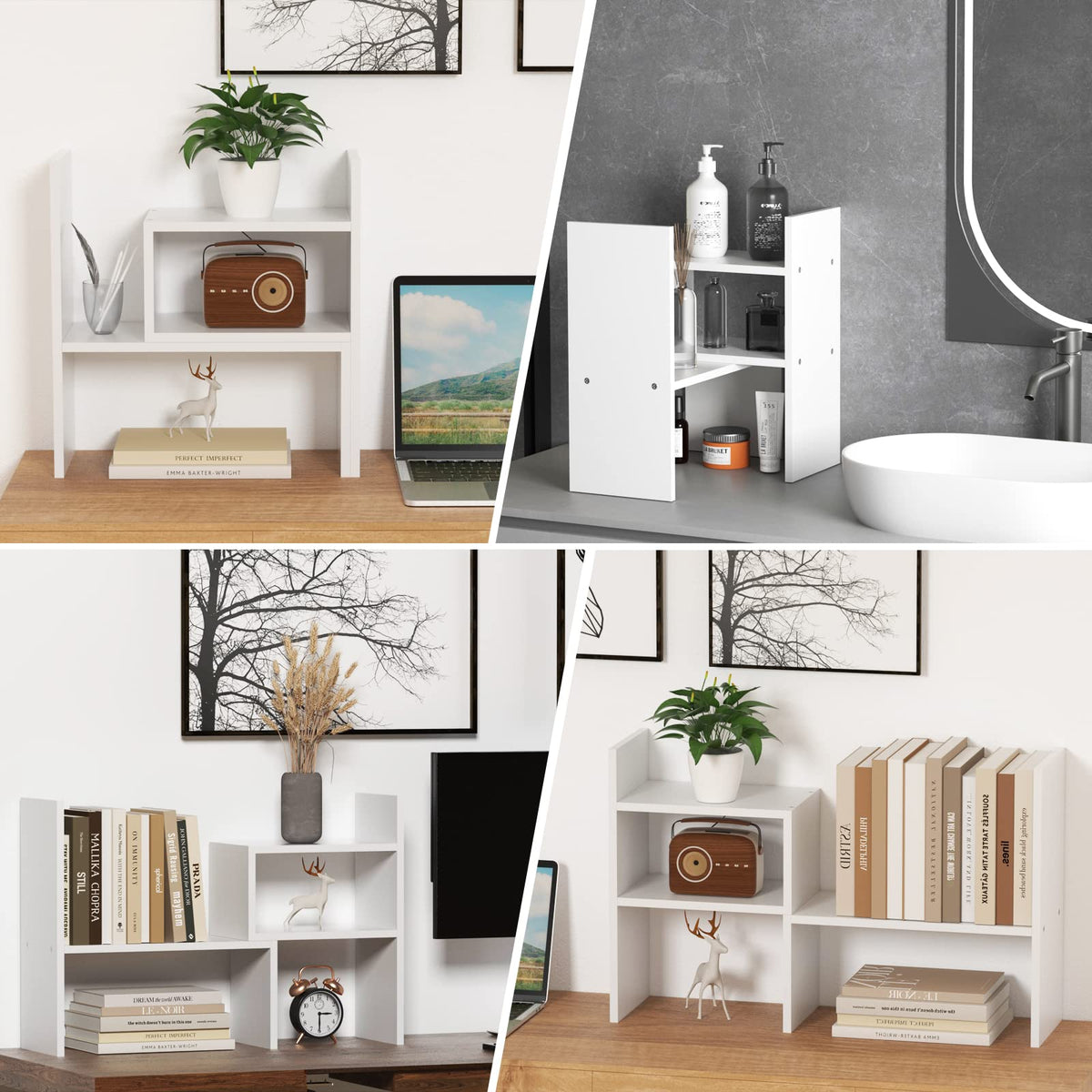 TY ARTS & CULTURE Expandable Wood Desktop Organizer Countertop Bookshelf
