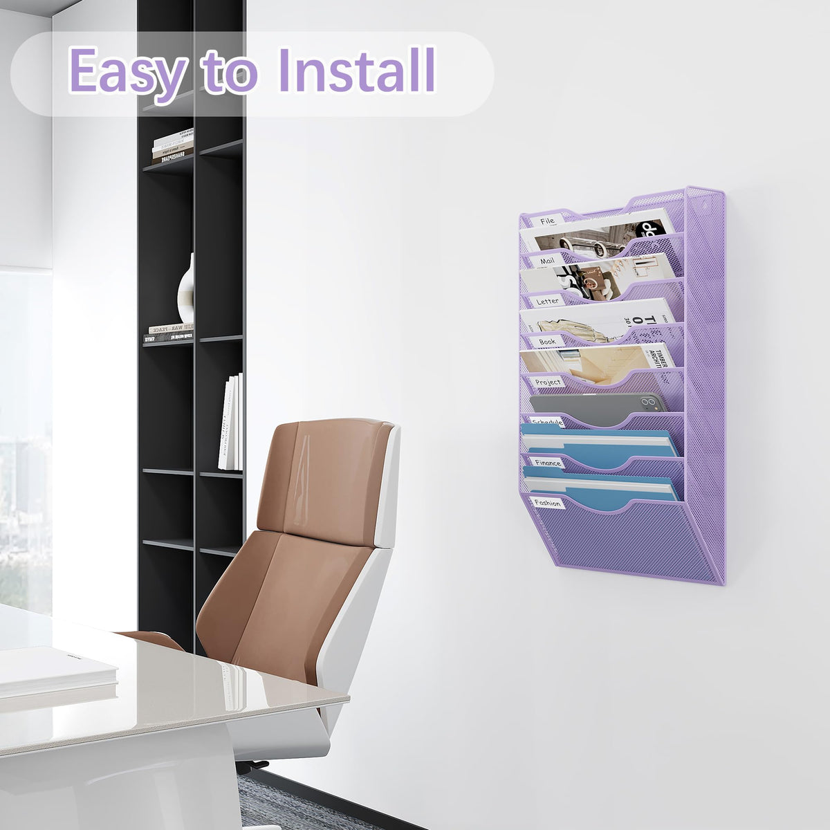 EasyPAG 8 Pocket Mesh Wall File Organizer, Hanging Paper Folder Holder with Classify Label