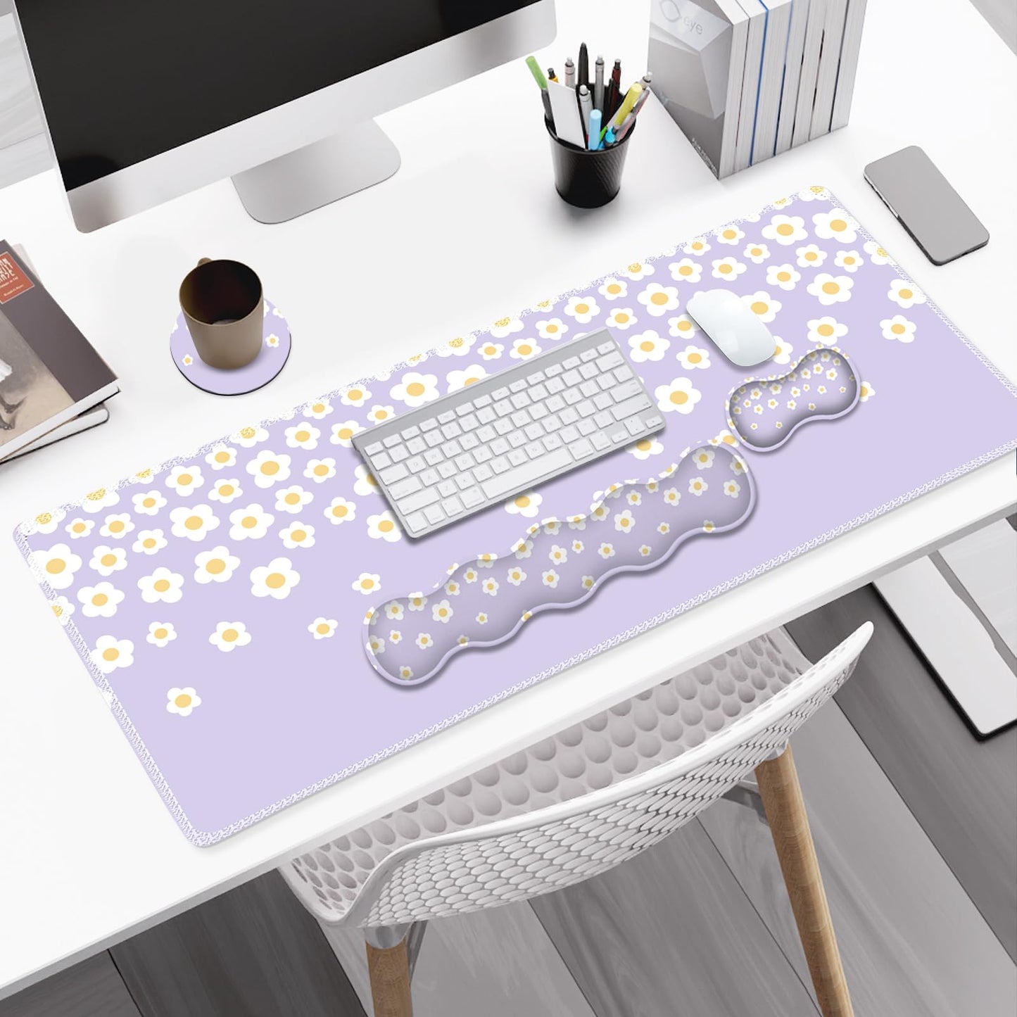 NXZGO Desk Mat Gaming Mouse Pad, Cute Desk Matt Keyboard Wrist Rest for Desktop, Anti-Slip Mousepad