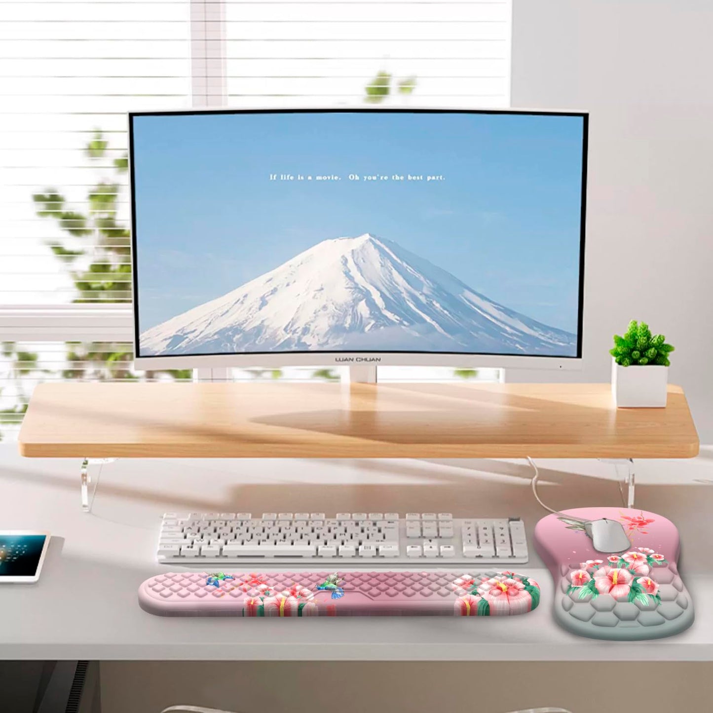 Laokiiy Mouse Pad with Wrist Rest & Keyboard Wrist Rest, Memory Foam