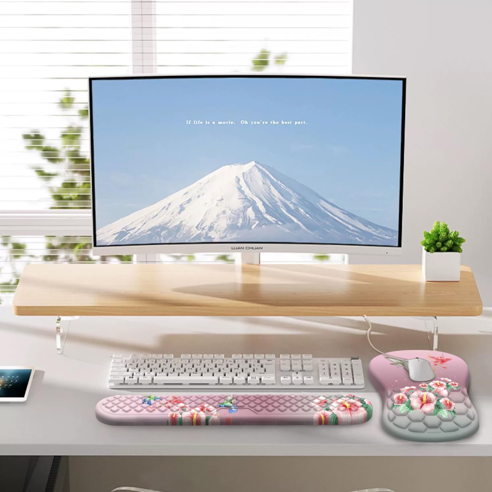 Laokiiy Mouse Pad with Wrist Rest & Keyboard Wrist Rest, Memory Foam