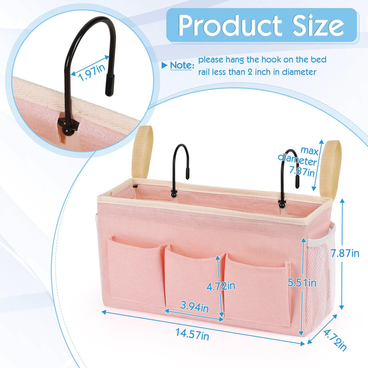 Ozzptuu Bedside Caddy Bedside Storage Bag for Headboards/Bunk Bed