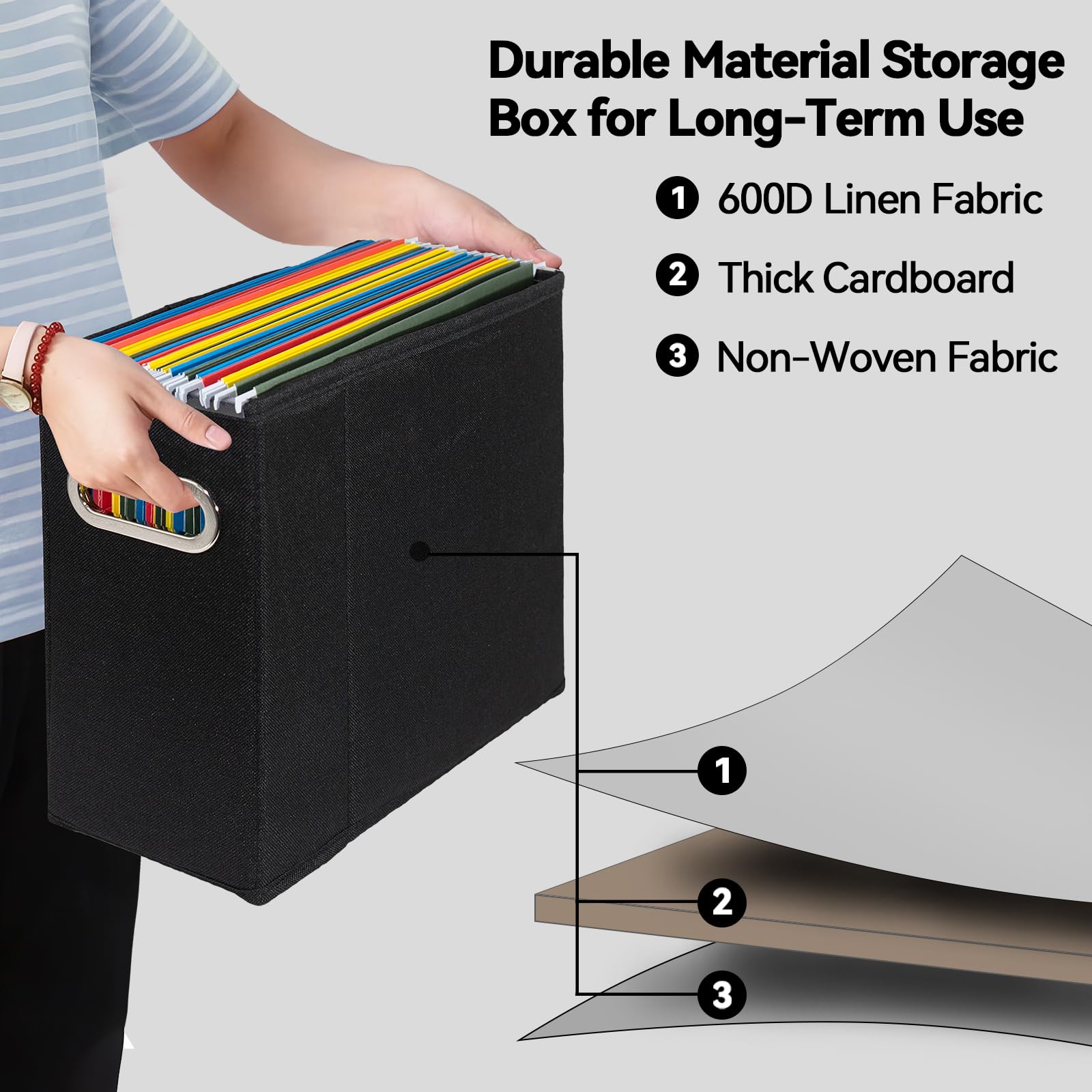 ComfortKeeper 2 Packs Letter Size File Organizer, File Folders Organizer, Fabric Storage Box