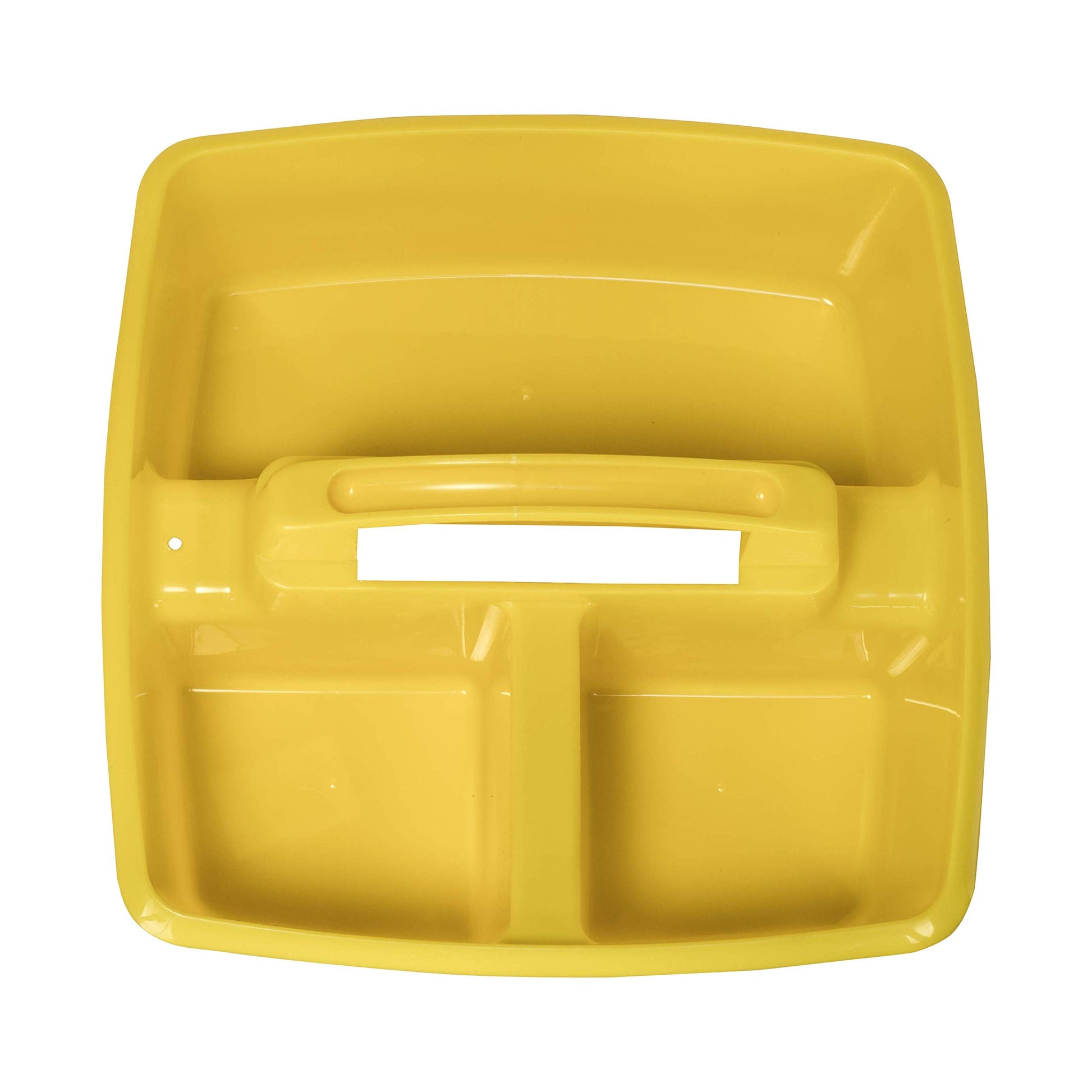 Storex 3-Compartment Small Caddy – Multipurpose Classroom Organizer with Handle, Yellow, 6-Pack