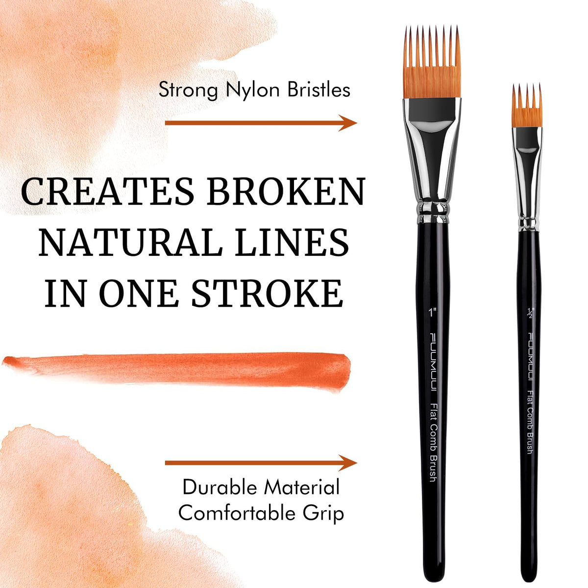 Fuumuui Grainer Brush Set–5pcs Professional Flat Comb Brushes for Unique Texture Painting Perfect