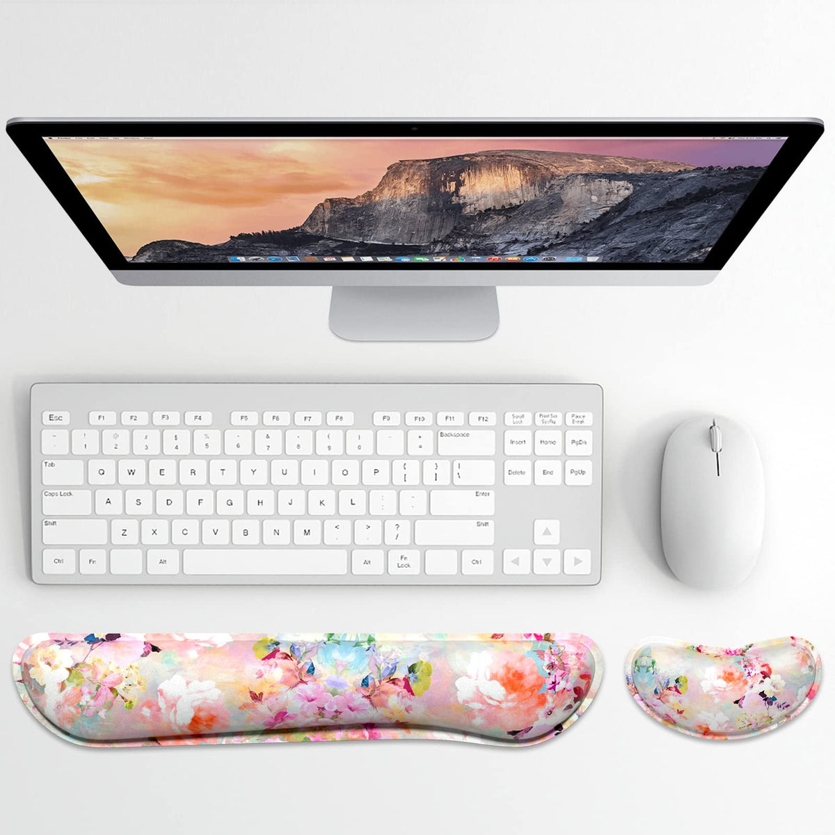 Dapesuom Enlarge Keyboard Wrist Rest, Memory Foam Wrist Cushion for Desk Mats Support, Cute Flower