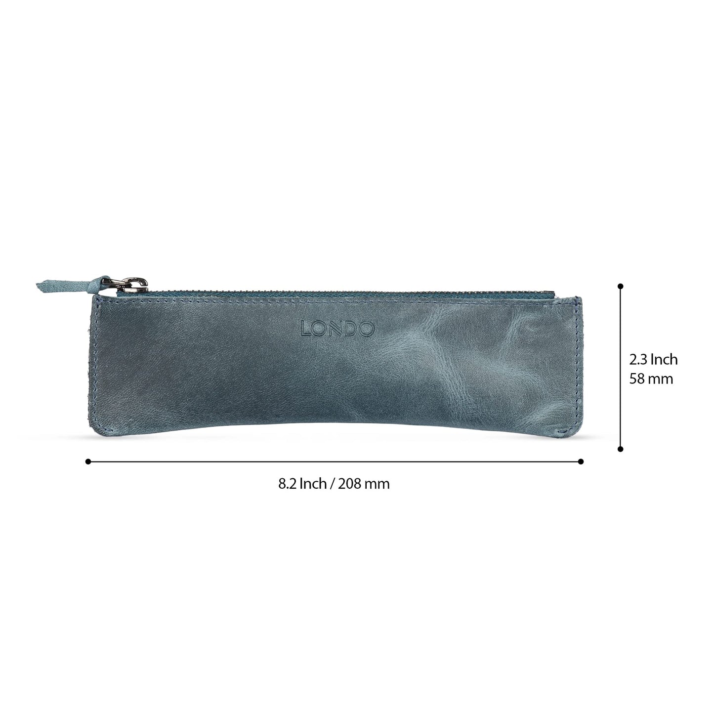 Londo Genuine Leather Pen Case with Zipper Closure, Pencil Pouch Stationery Bag