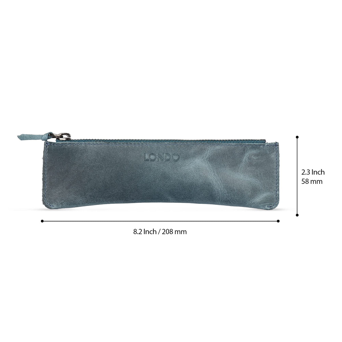 Londo Genuine Leather Pen Case with Zipper Closure, Pencil Pouch Stationery Bag
