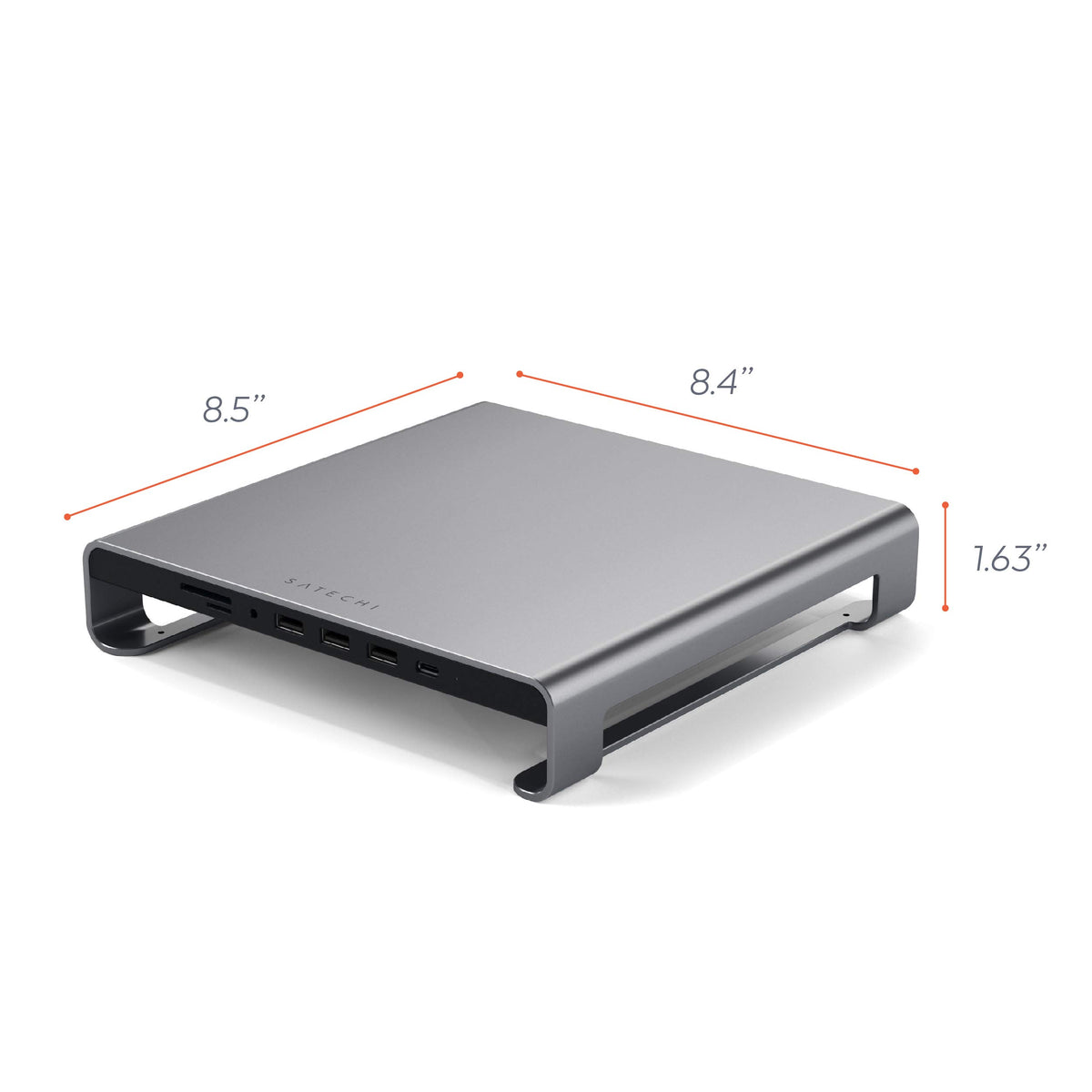SATECHI Type-C Aluminum Monitor Stand Hub with USB-C Data, USB 3.0, Micro/SD Card Slots & 3.5mm