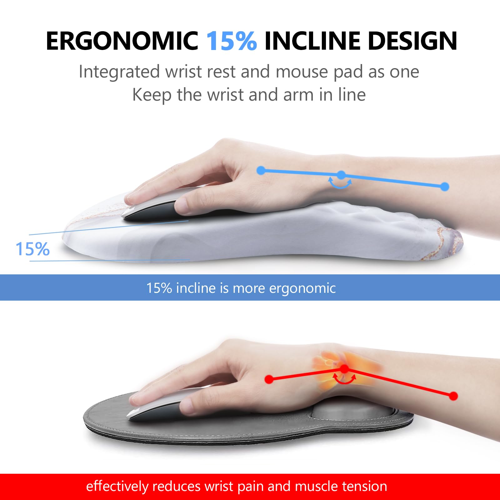 Laokiiy Ergonomic Mouse Pad & Keyboard Wrist Rest Set, Memory Foam