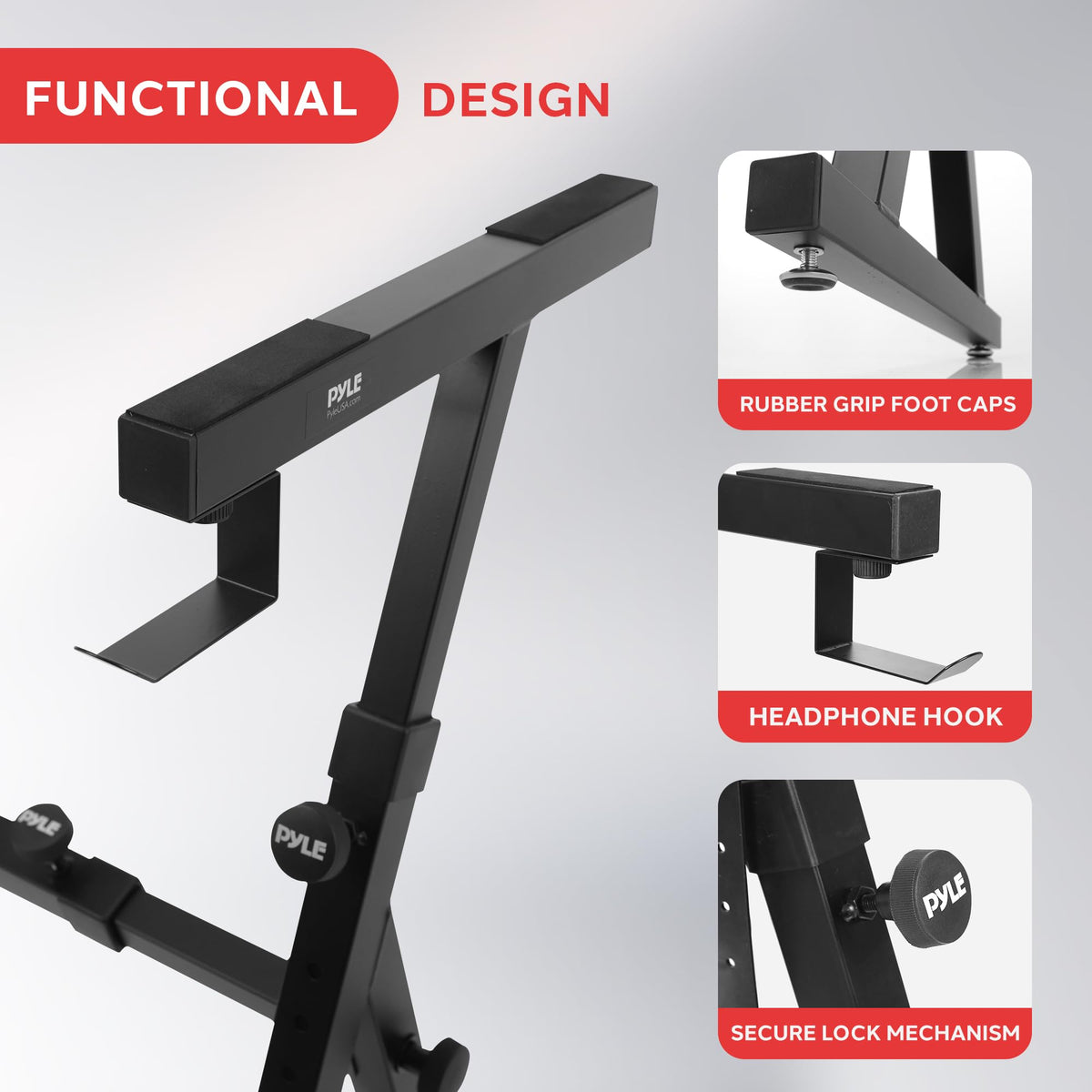 Heavy Duty Folding Keyboard Stand - Sturdy Reinforced Z Design W/ Adjustable Width & Height, Foam