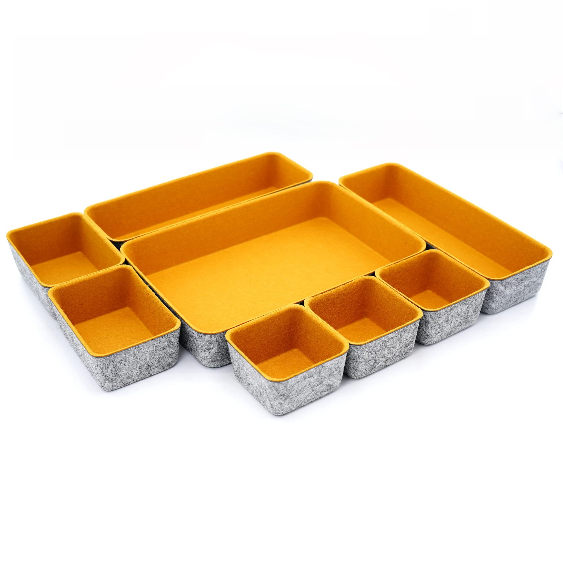 Welaxy 8-Piece Felt Drawer Organizers Curry Desk Tray Makeup Storage