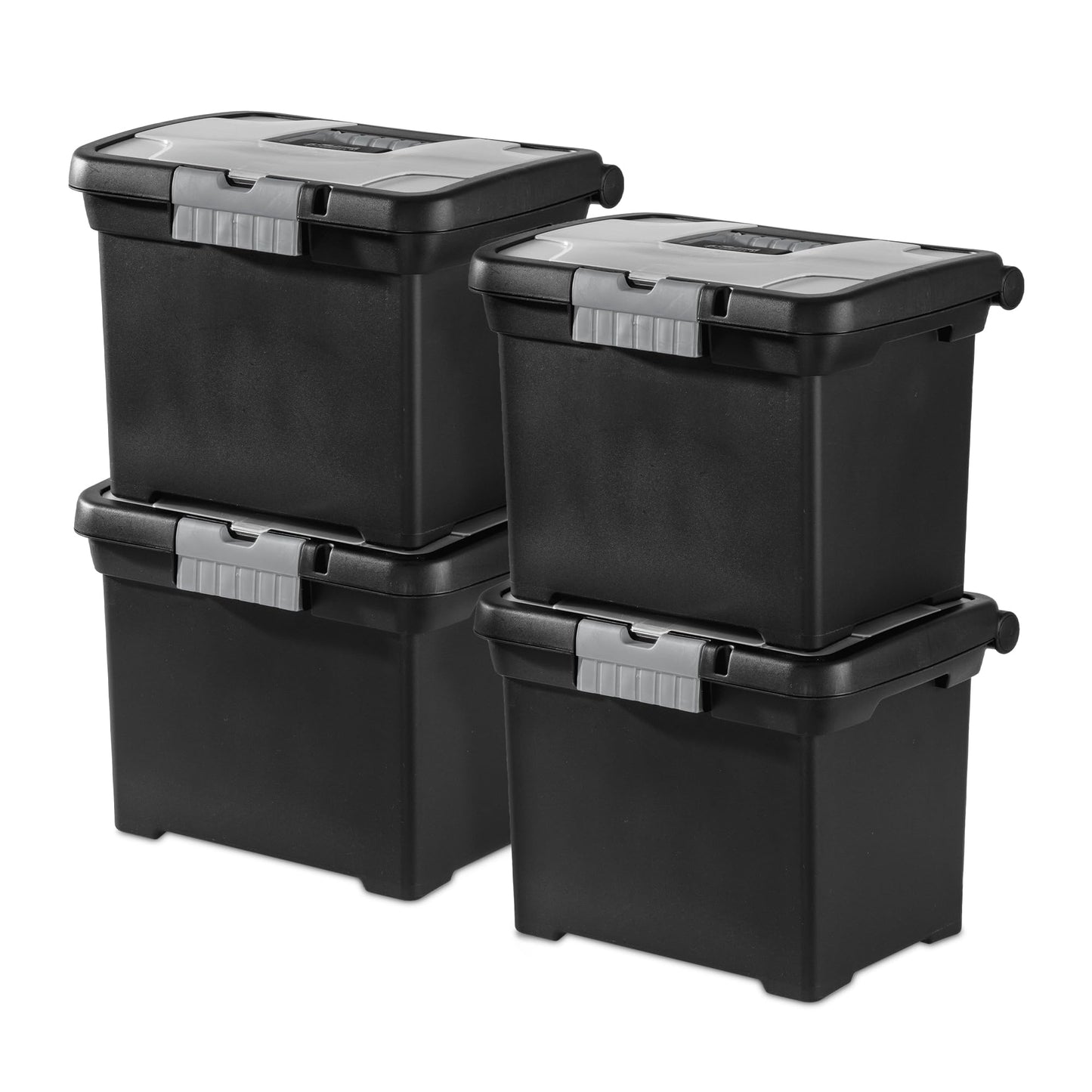 Sterilite Portable File Box, Letter File Storage Bin with Handle, 4 Pack