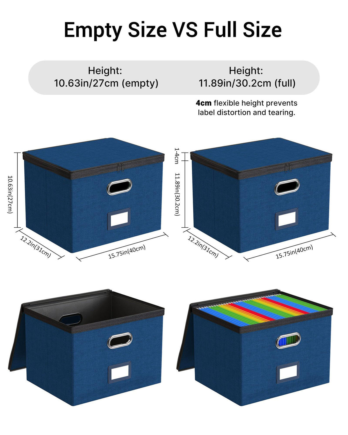 Oterri File Box Large 2-Pack Hanging Organizer for Letter/Legal-Size Folder