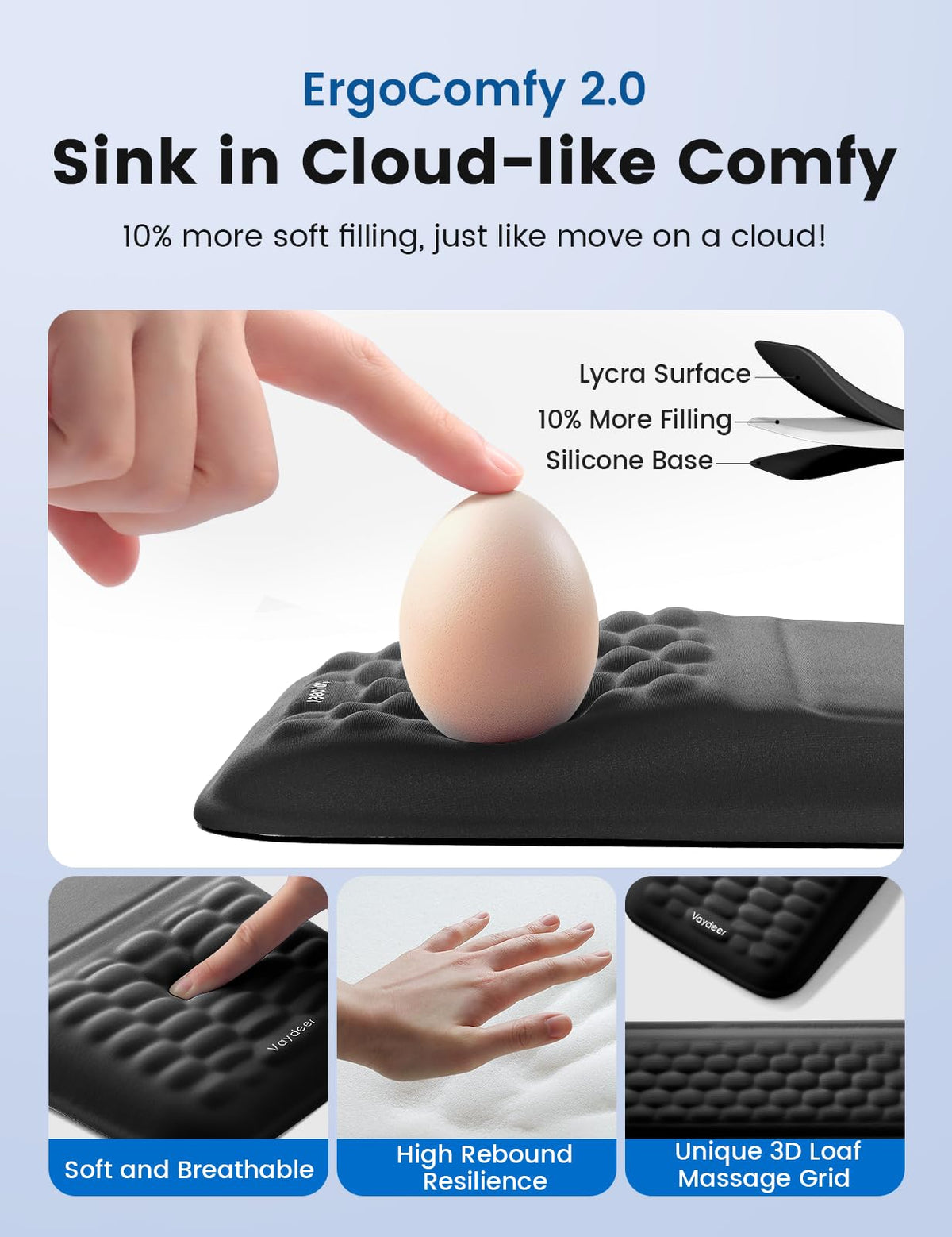 2-in-1 Keyboard & Mouse Wrist Rest Set – Ergonomic Pain-Relief Support, Memory Foam Wrist Cushion