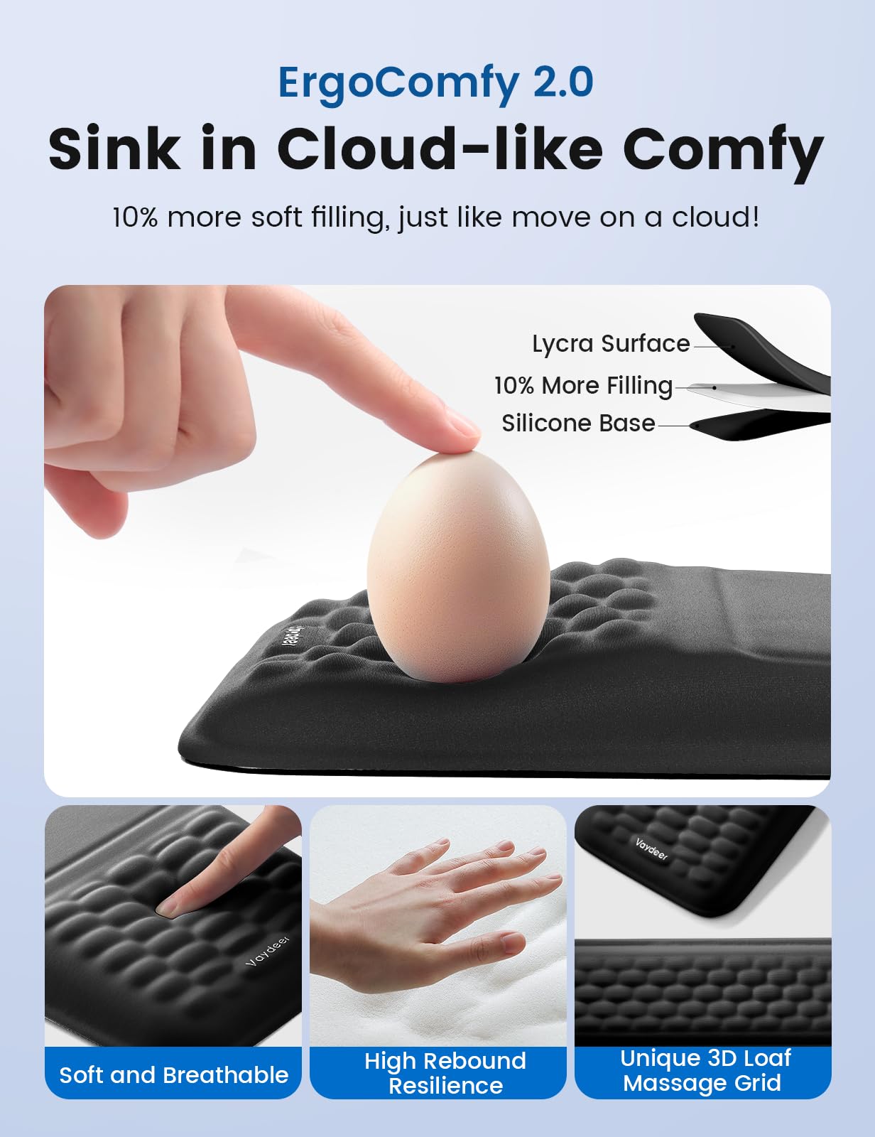 2-in-1 Keyboard & Mouse Wrist Rest Set – Ergonomic Pain-Relief Support, Memory Foam Wrist Cushion