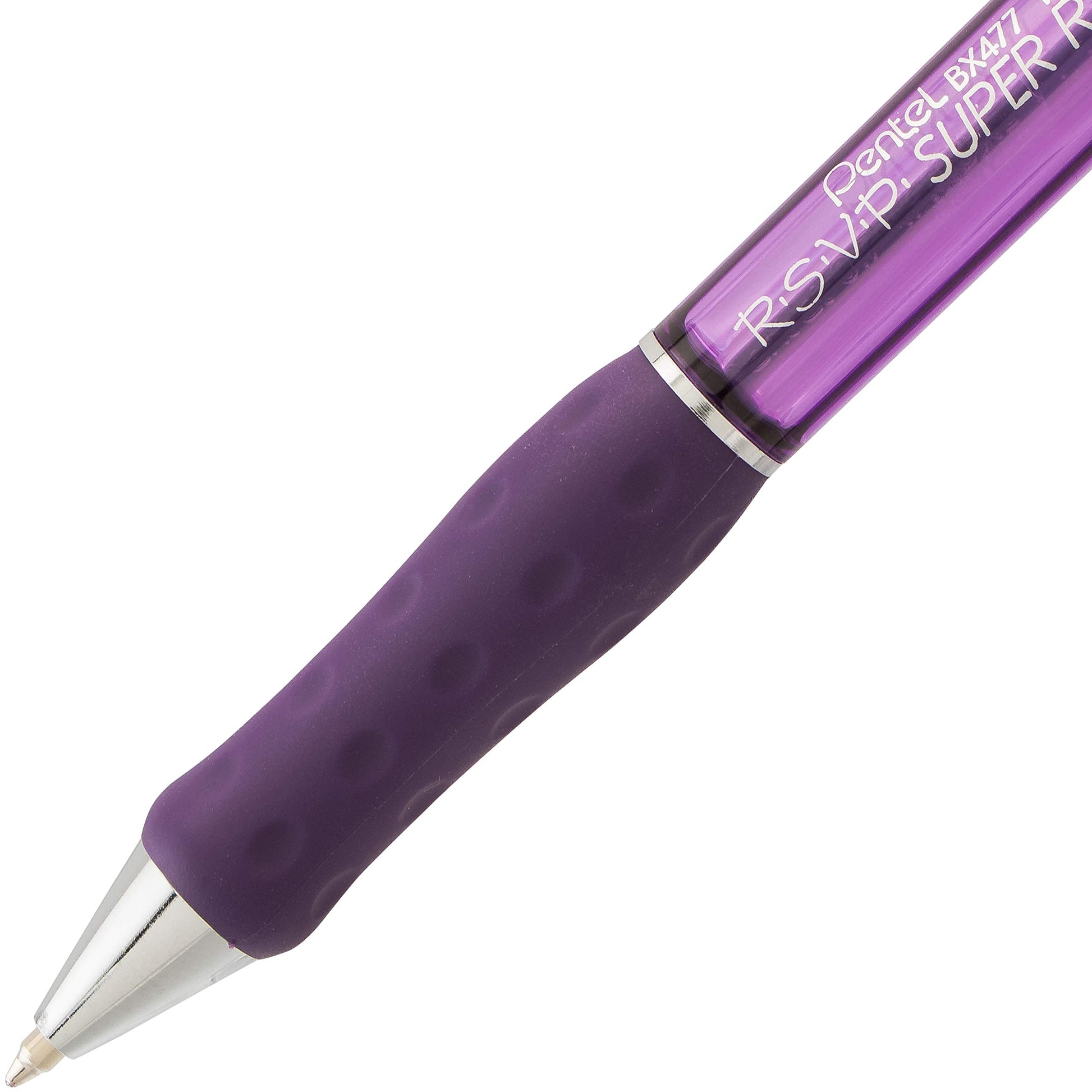 Pentel RSVP Super RT Ballpoint Pen, (0.7mm) Fine Line, Violet Ink (BX477-V)