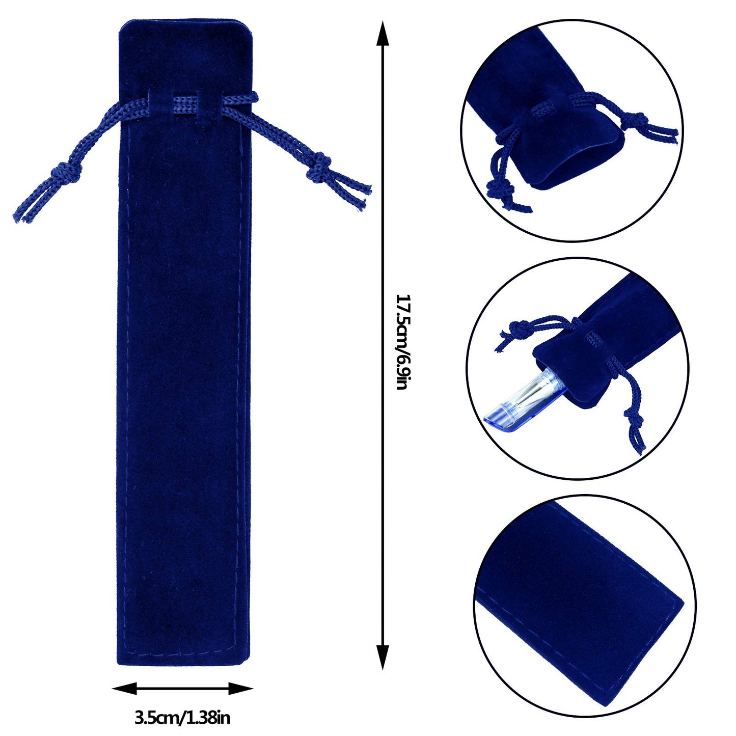 SUMERSHA 100pcs Velvet Pen Pouch Drawstring Pen Bag Single Pen Sleeve Holder for Office Business