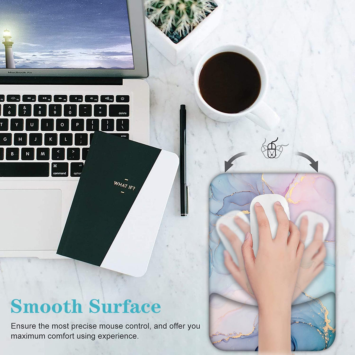 LATEEFAH Mouse Pad Wrist Support, Ergonomic Mouse Pad, Memory Foam Mouse Pad with Wrist Rest