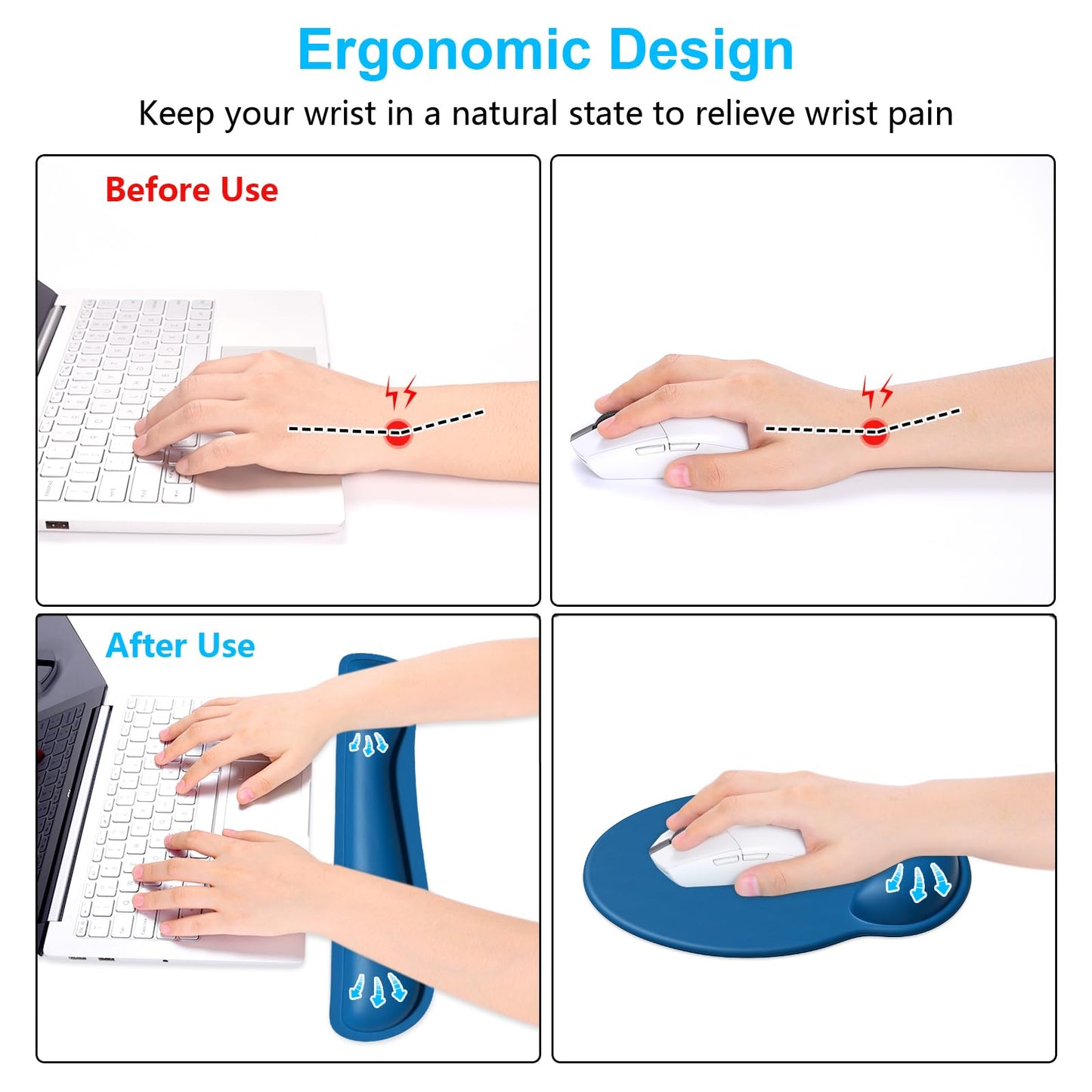 Dapesuom Keyboard Wrist Rest and Mouse Pad with Wrist Support, Memory Foam Cushion for Keyboard and