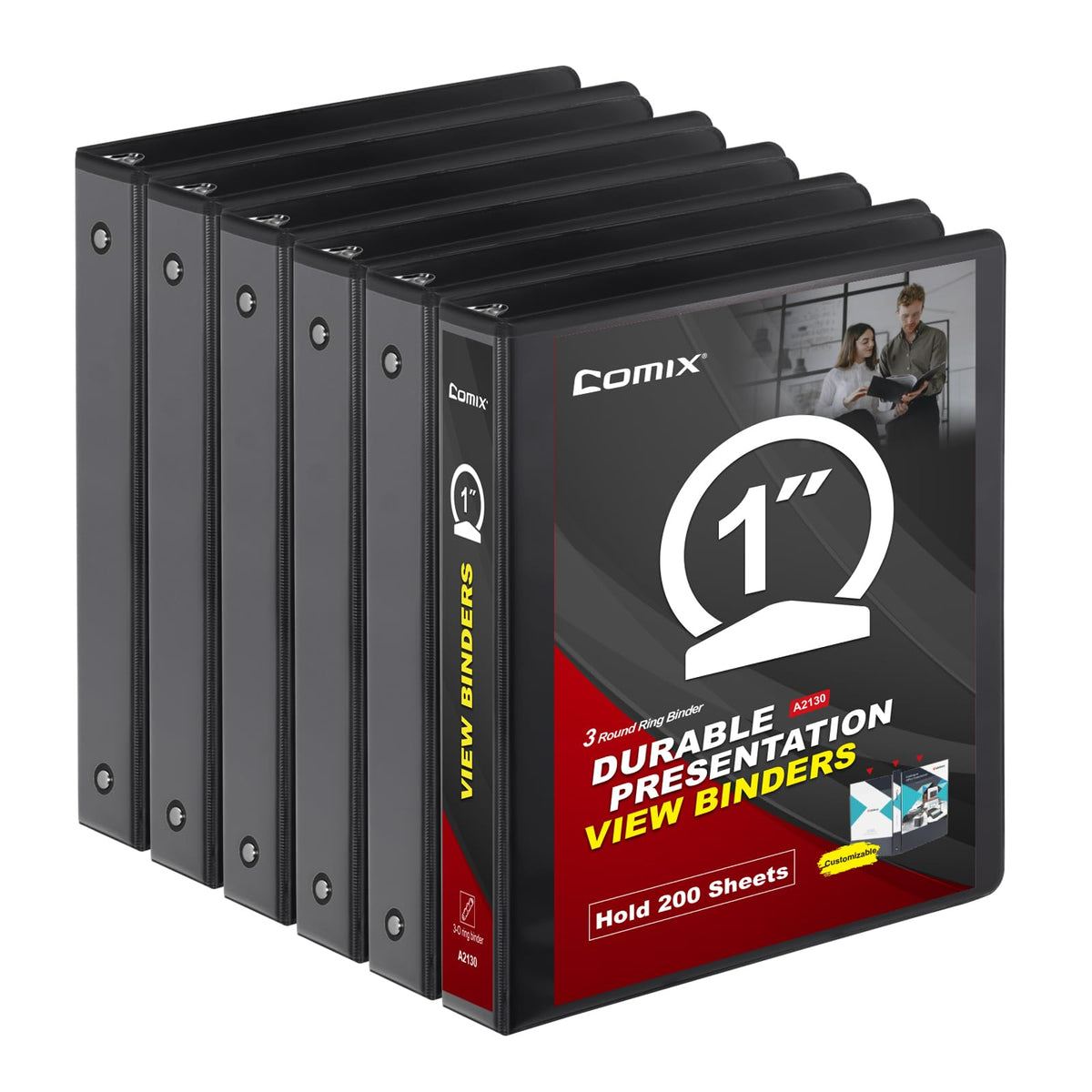 COMIX Sturdy 3 Ring Binder 1 Inch with Clear View Cover