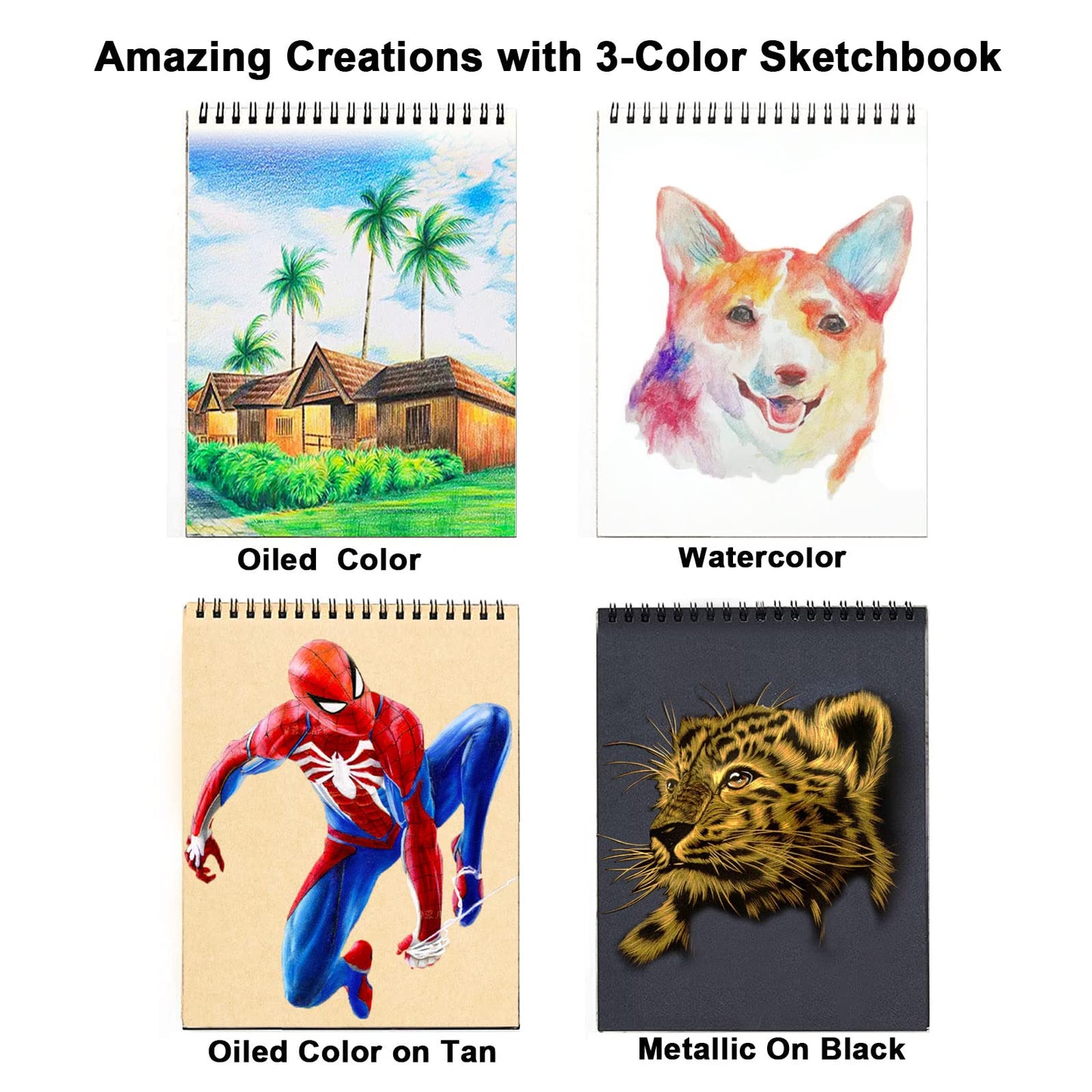 CwhaleCblu 77 Pack Drawing Set Art Supplies,Drawing Supplies with 3-Color Sketch Book, Colored