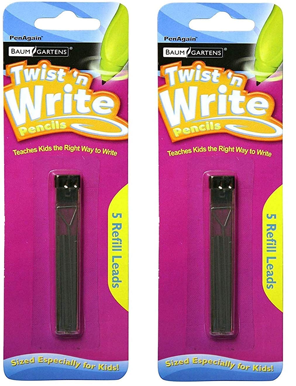PenAgain Twist 'n Write Pencil Assorted Colors 4 Count (00071) Bundle with 10 Count Refills