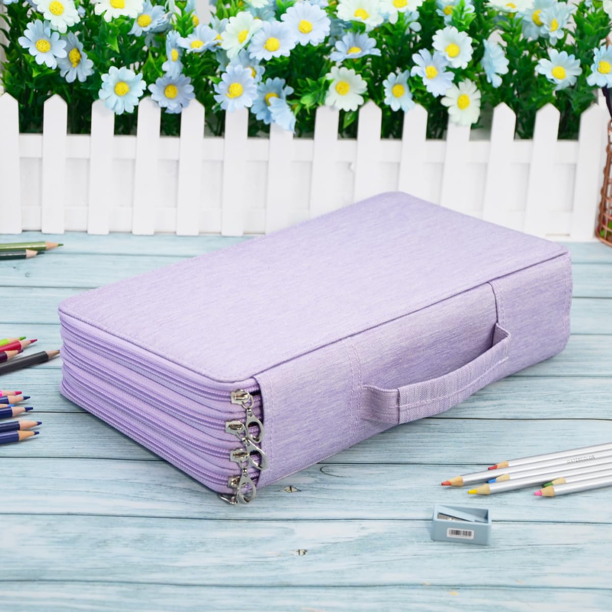 YOUNGCOL 300-Capacity Colored Pencil Case Pen Organizer (Purple)