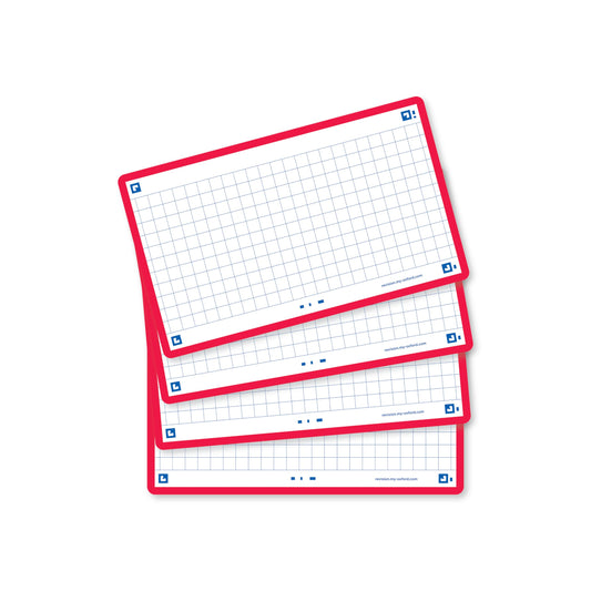 Flash Cards by Oxford, Squared with Red Frame, Pack of 80 Cards, 7.5x12.5cm Size,400133858